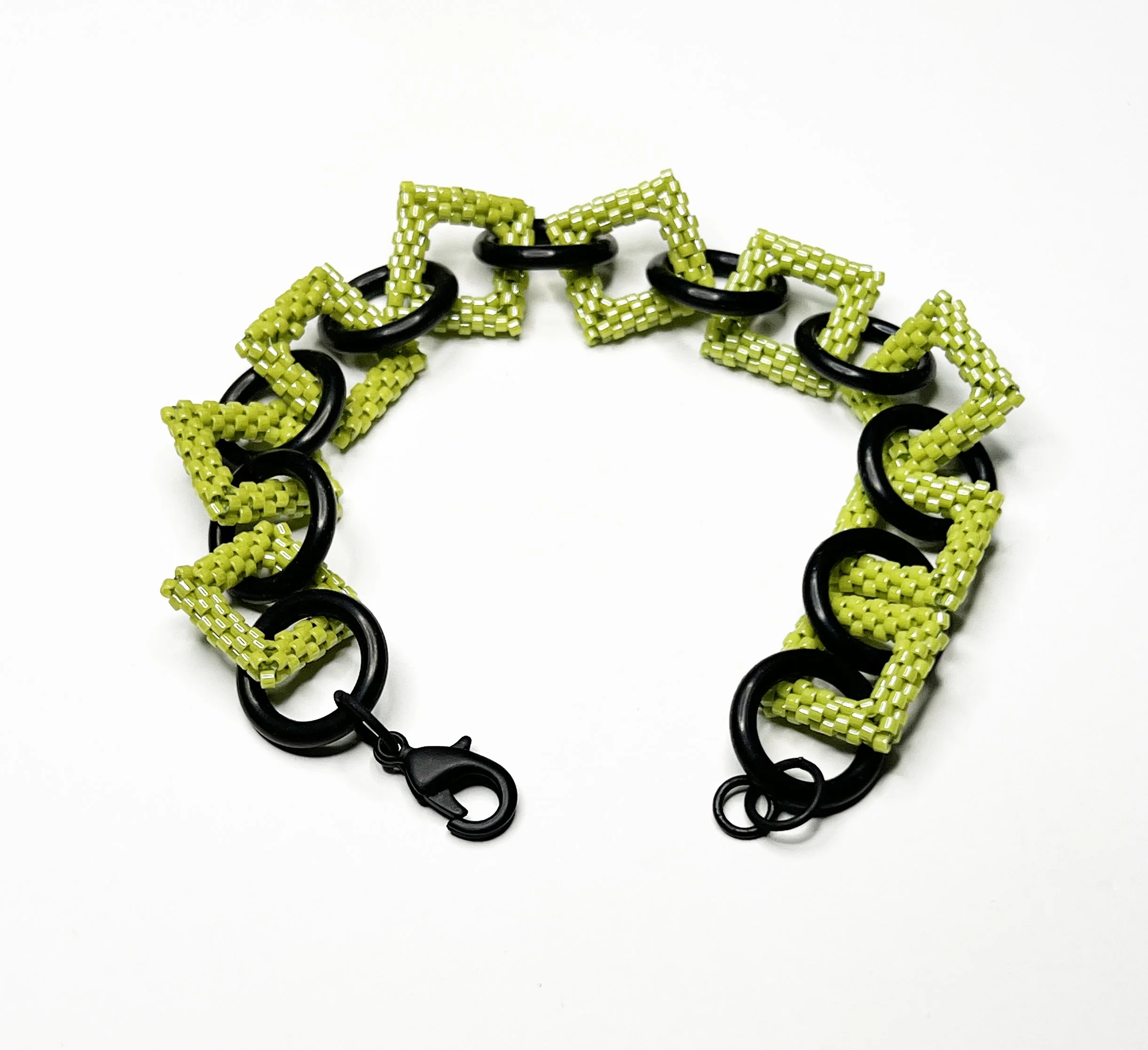 BSq-6 Small Lime Squares Bracelet