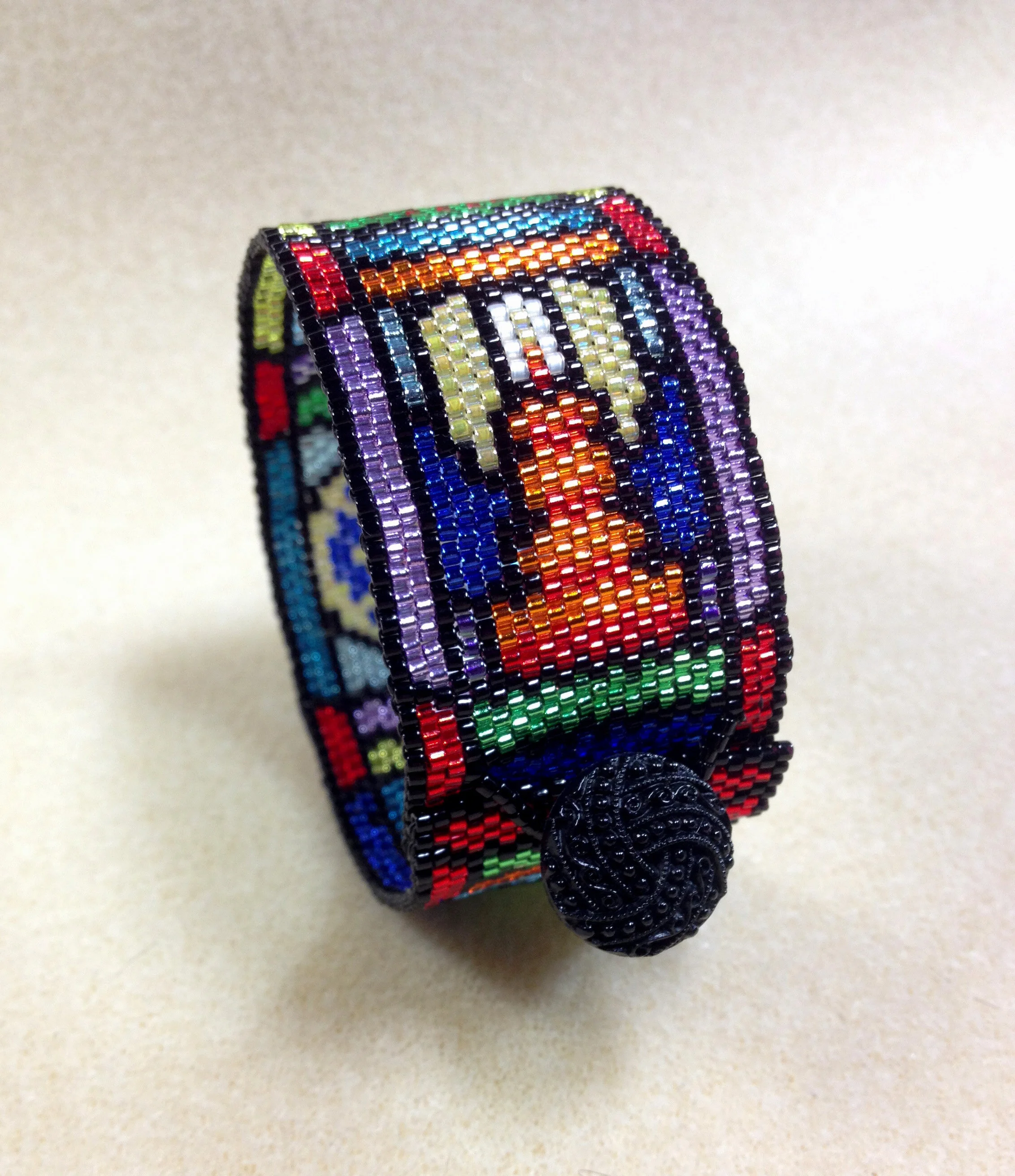 Christmas Windows Odd Count Peyote Cuff
