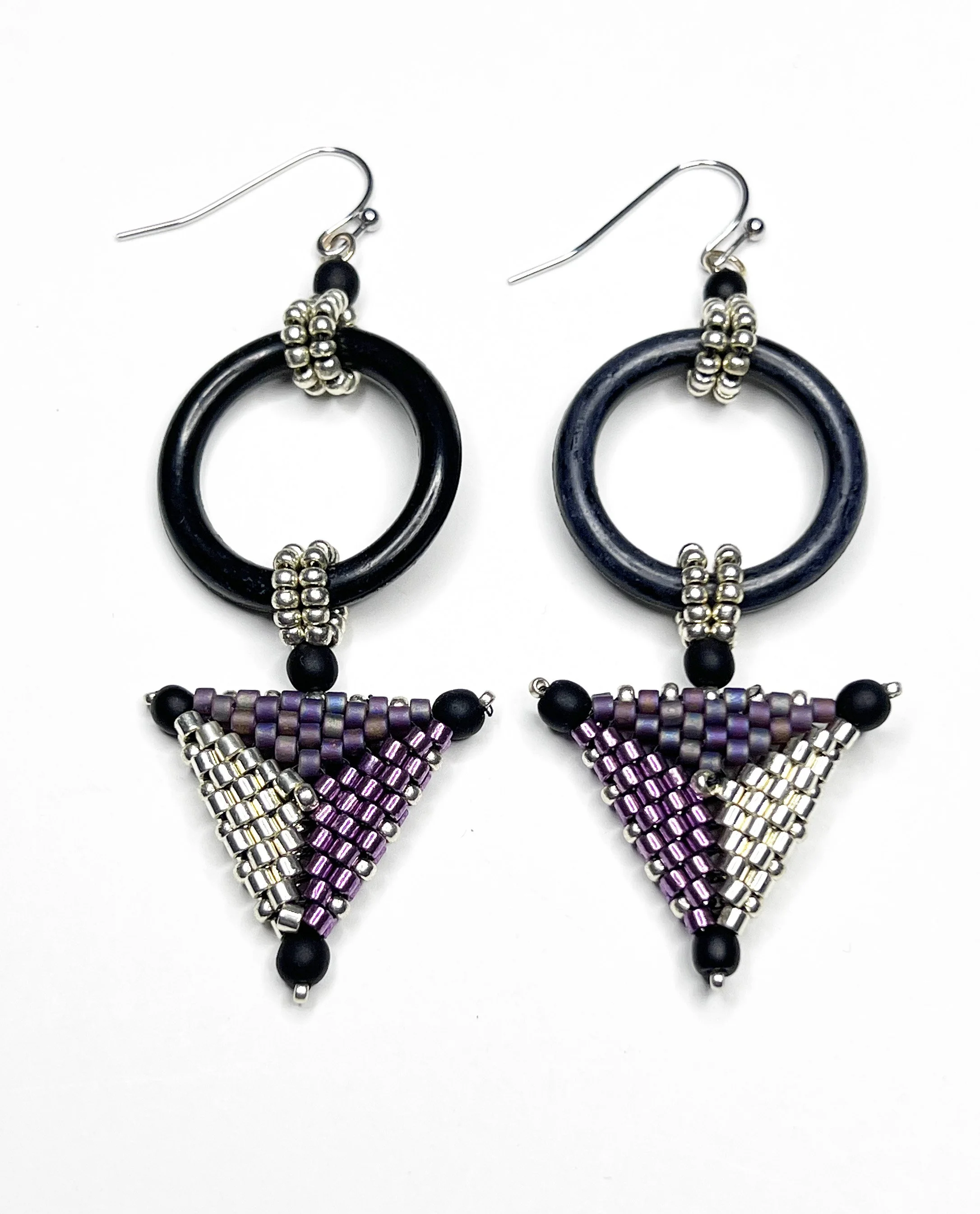 LTEO-20 Colorblock Lilac Silver Earrings