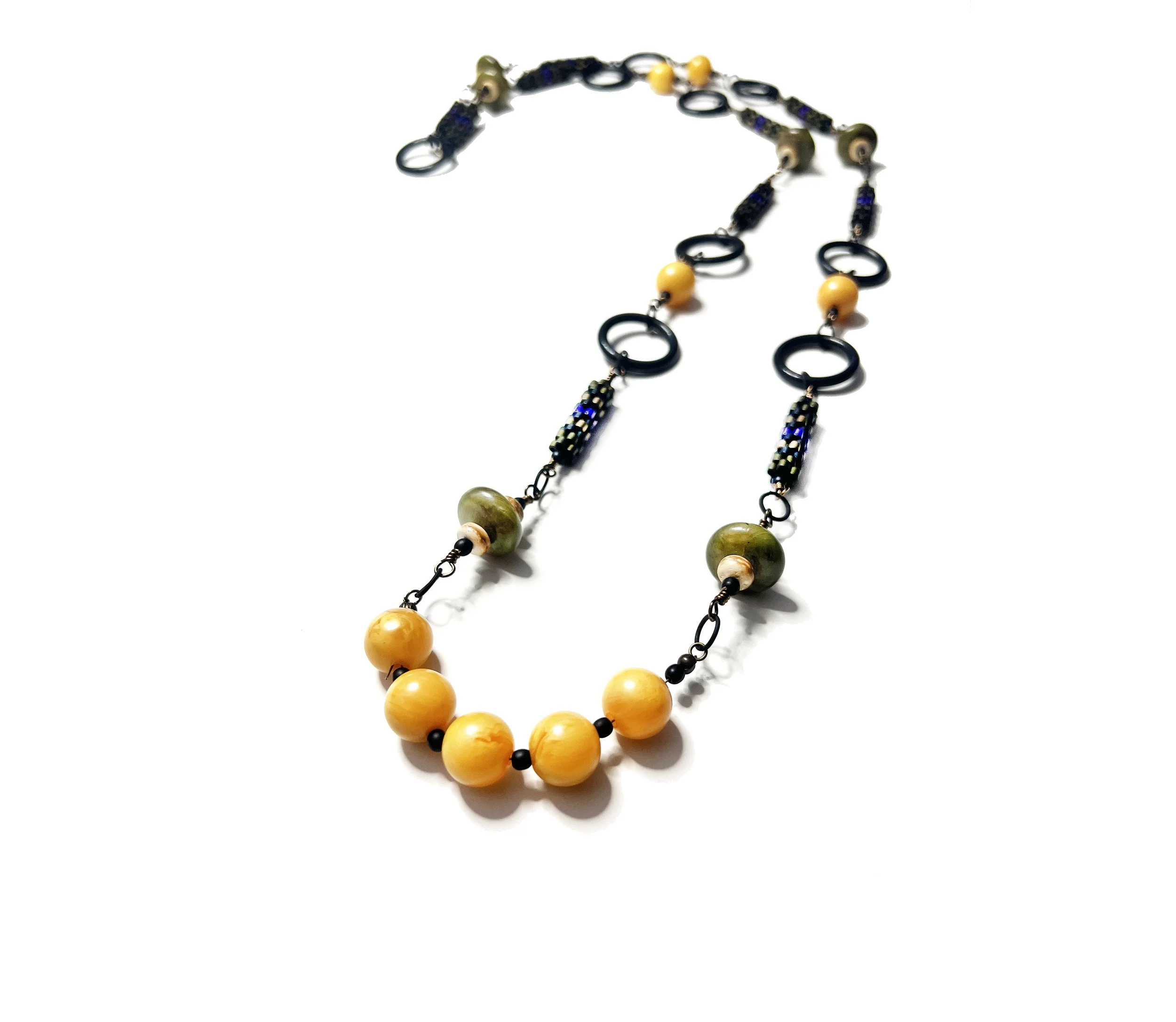 N30 Long Necklace Yellow and Green