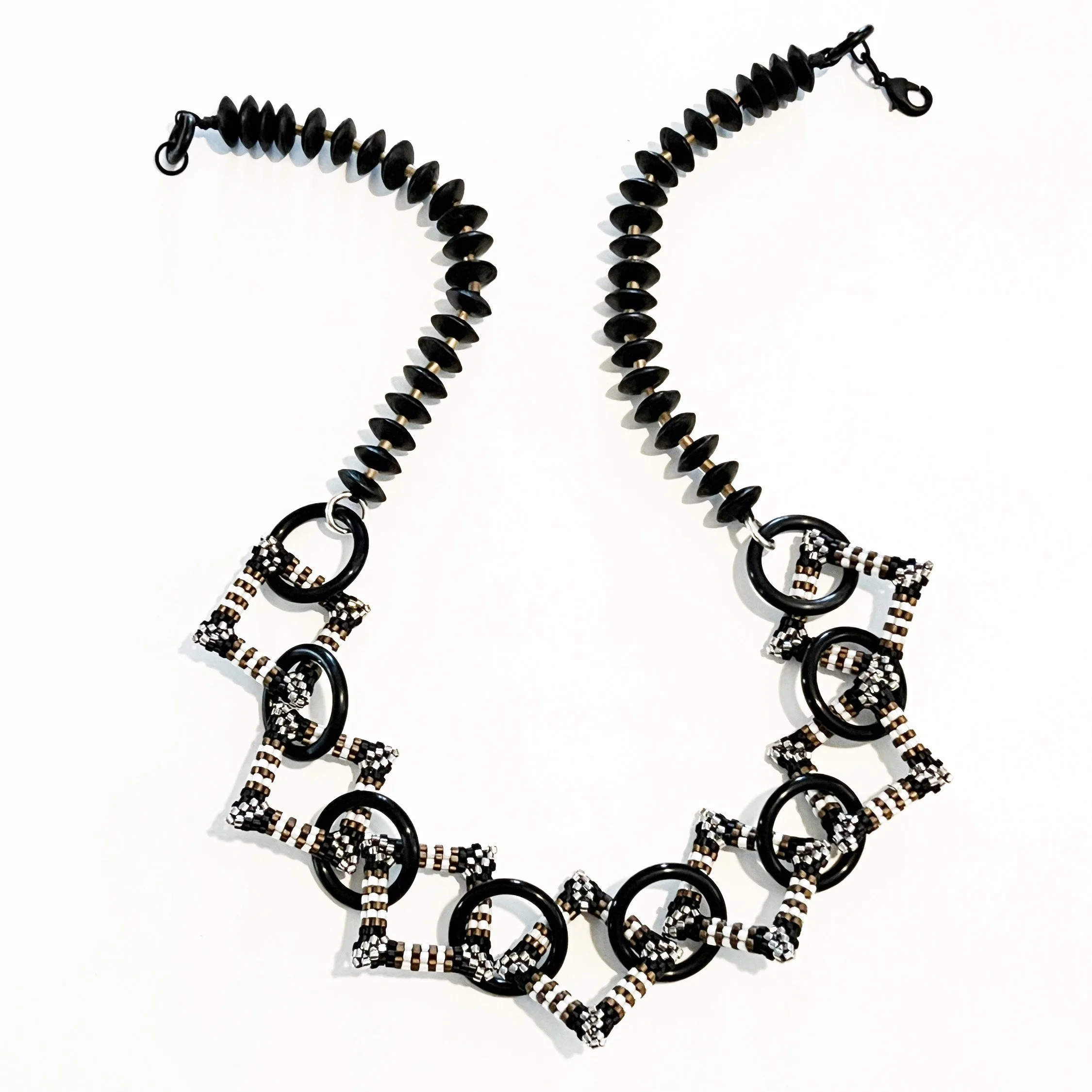 N24 Striped Squares with O rings necklace