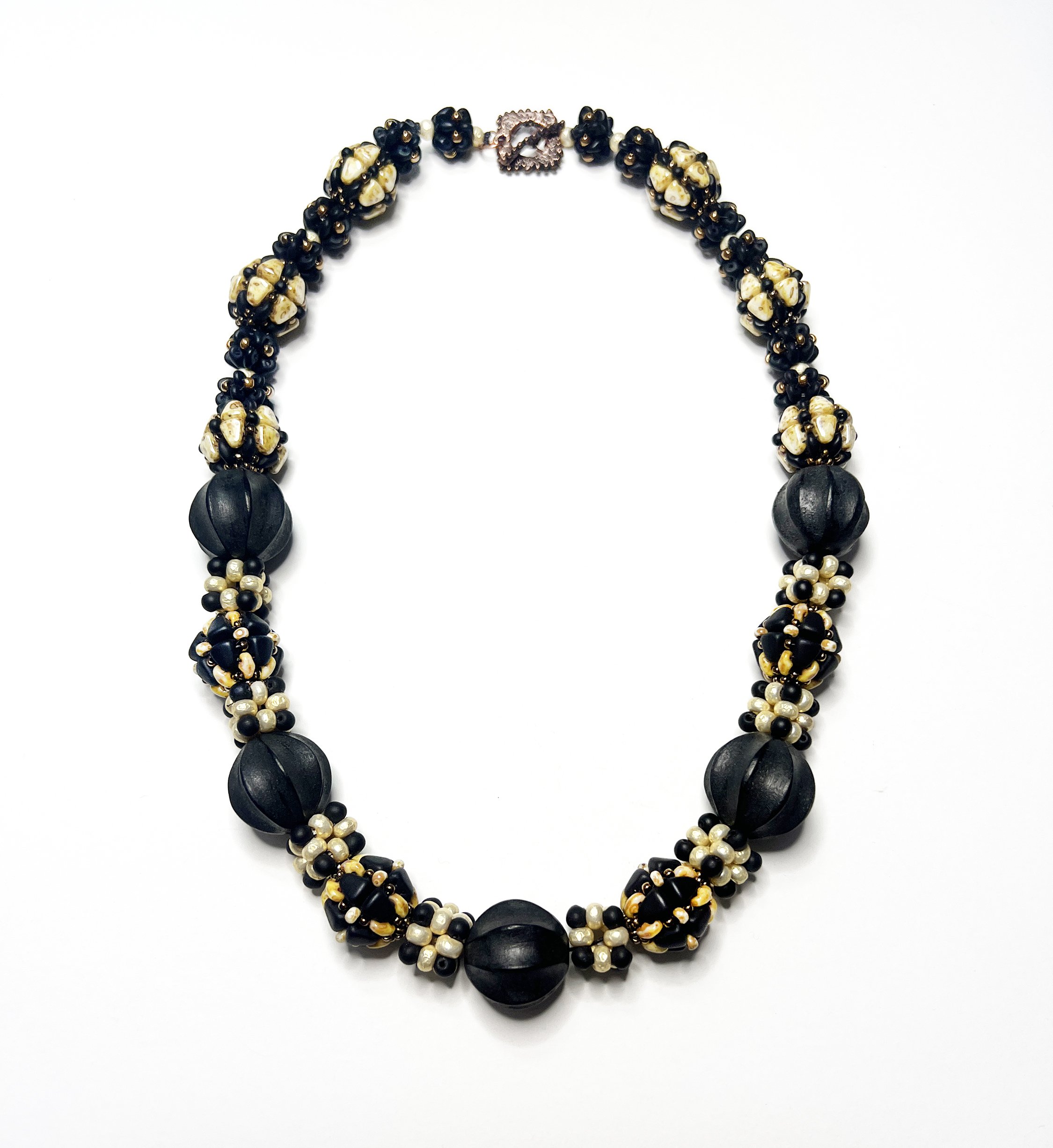 N3 Beaded Beads with Black Pumpkin Beads