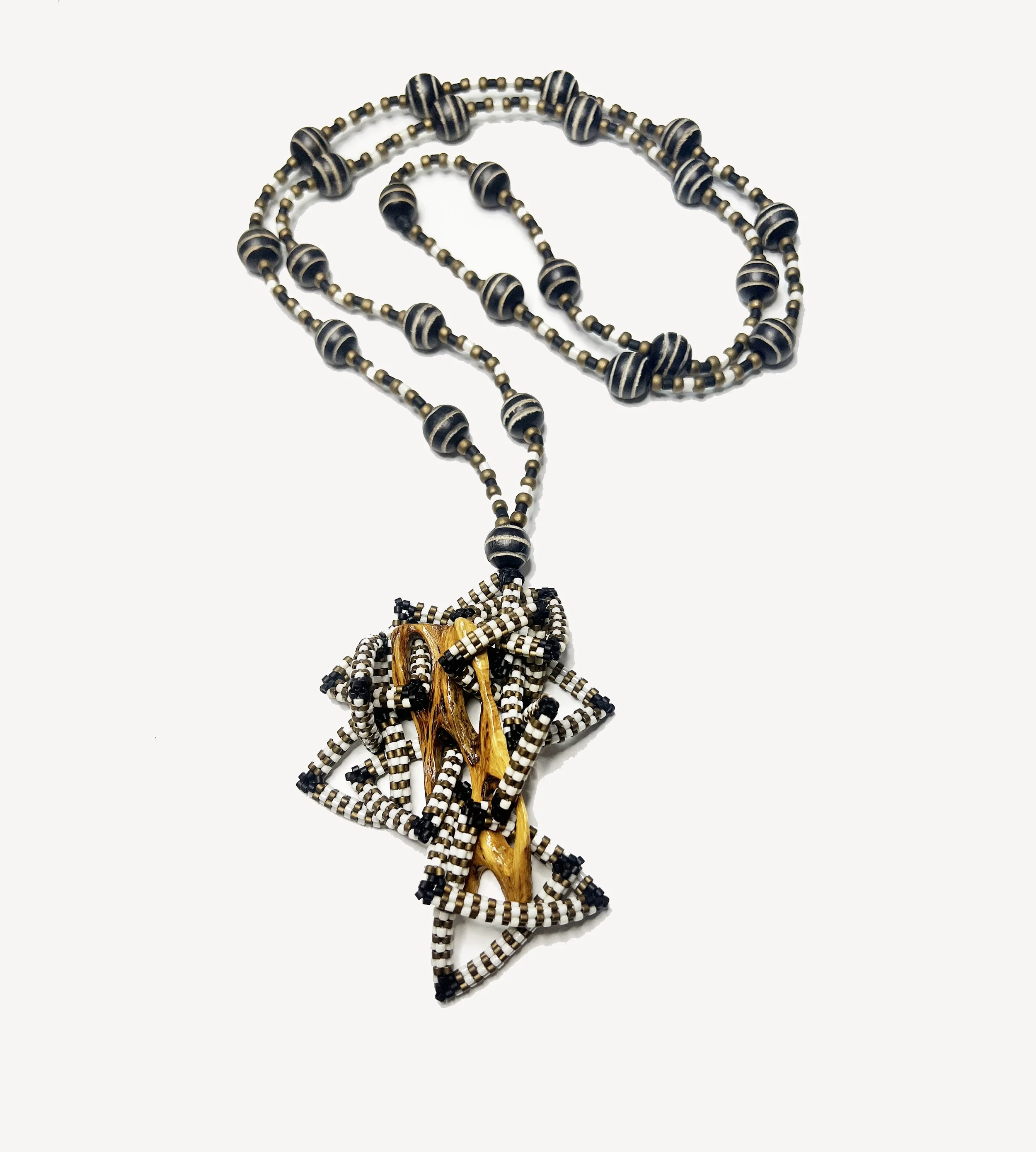 N21 Long Cholla with Gold Thin Striped Triangles