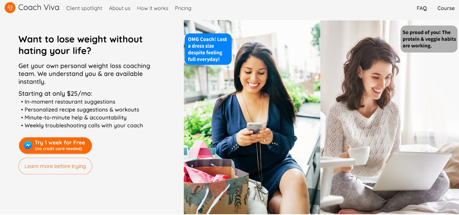 A typical landing page