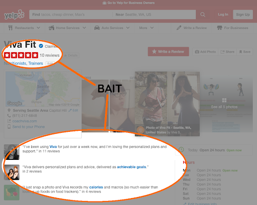 Bait to hook people and then reel them into Coach Viva’s Frontend