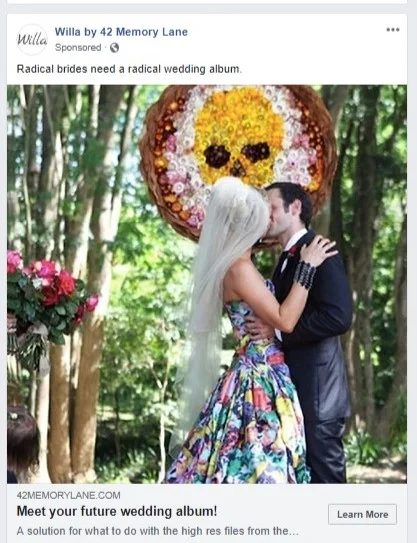We had two Bride ads from the beginning. The other one didn’t pull at all and this one is doing so well we never launched another to try and beat it.