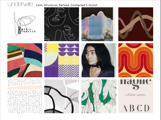The moodboard that jumpstarted the Underwire visual identity.