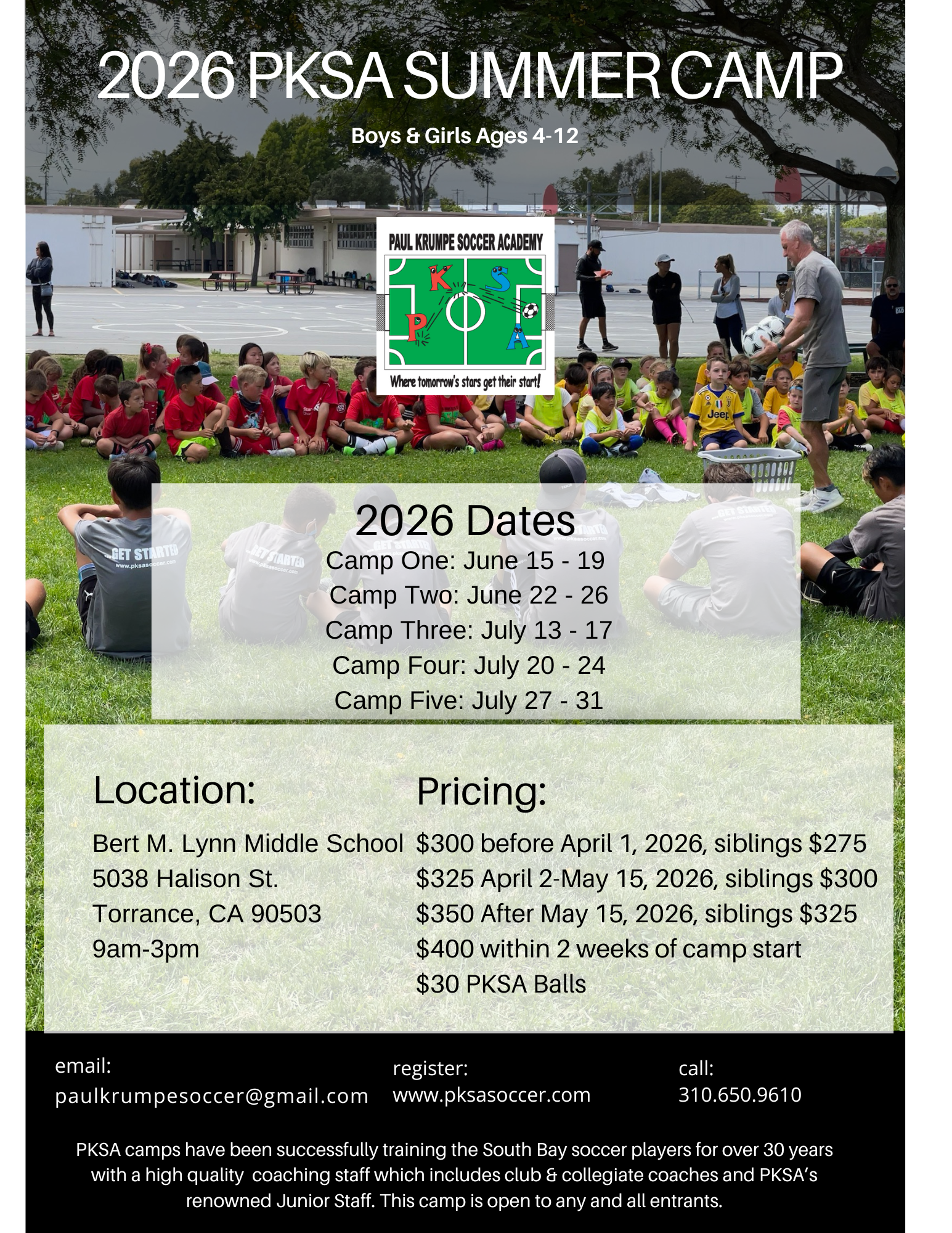 2026 PKSA Summer Camp Flyer Front