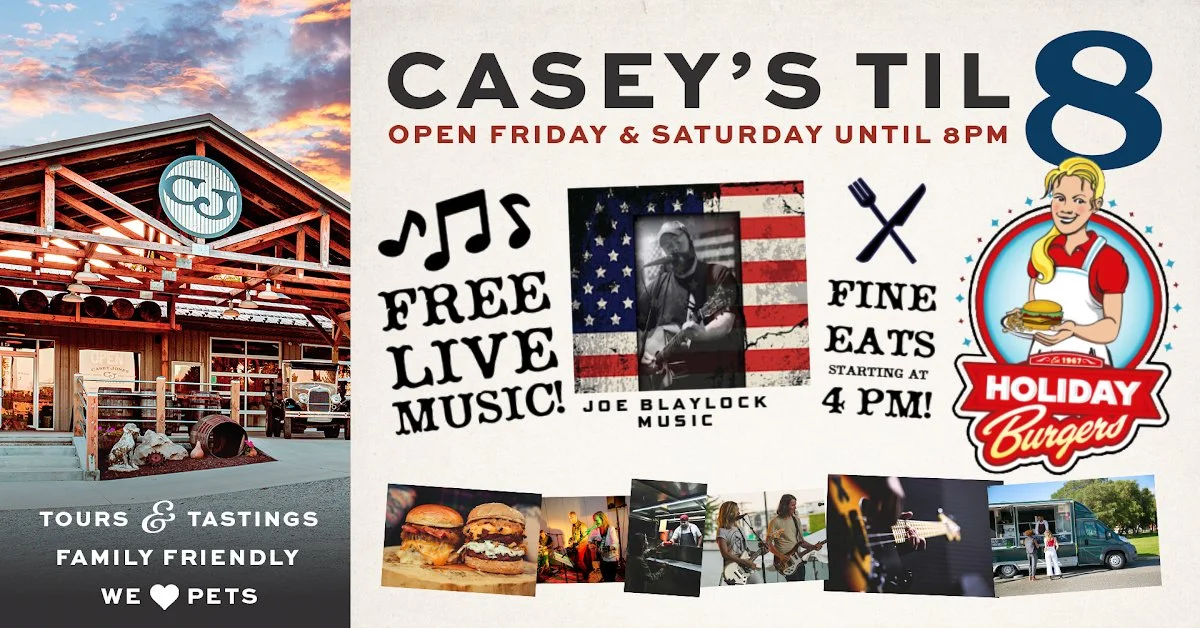 Casey&rsquo;s Til 8 - FOOD by Holiday Burger and LIVE MUSIC by Joe 