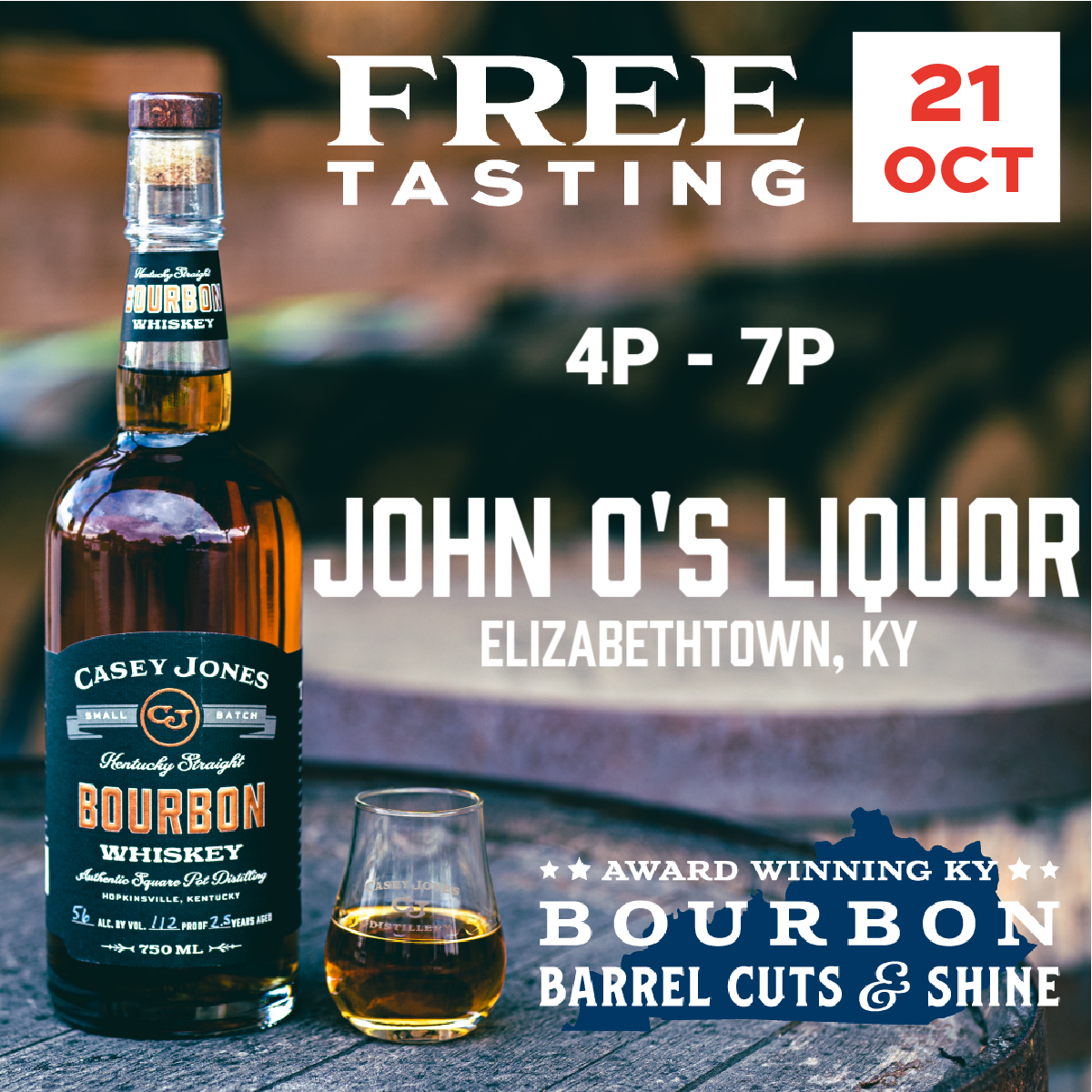 FREE Tasting at John O's Liquor — Casey Jones Distillery