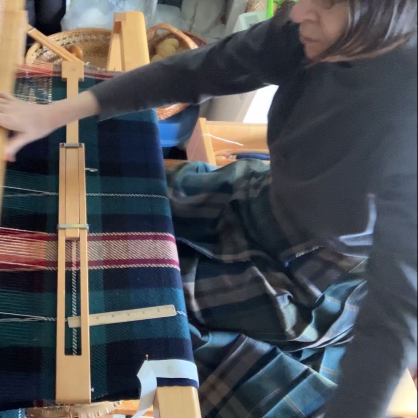 Weaving Tartan while Wearing Tartan

This commission combines three Tartans to create something new and filled with its own unique symbolism. Inspired by the Fraser, State of Minnesota and State of Maine Tartans, the customer created a narrative abou