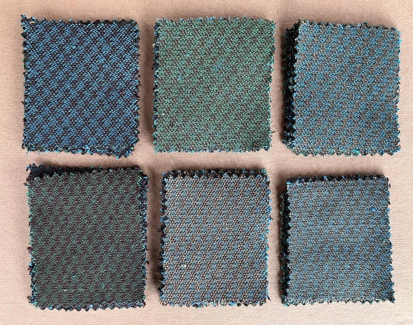 Very excited to be working on reproduction upholstery fabric for a very unique antique car. 
These are a set of samples to test fibre, colour, density and weave structure for a Detroit Electric Car.
Anderson Carriage Company began building electric c