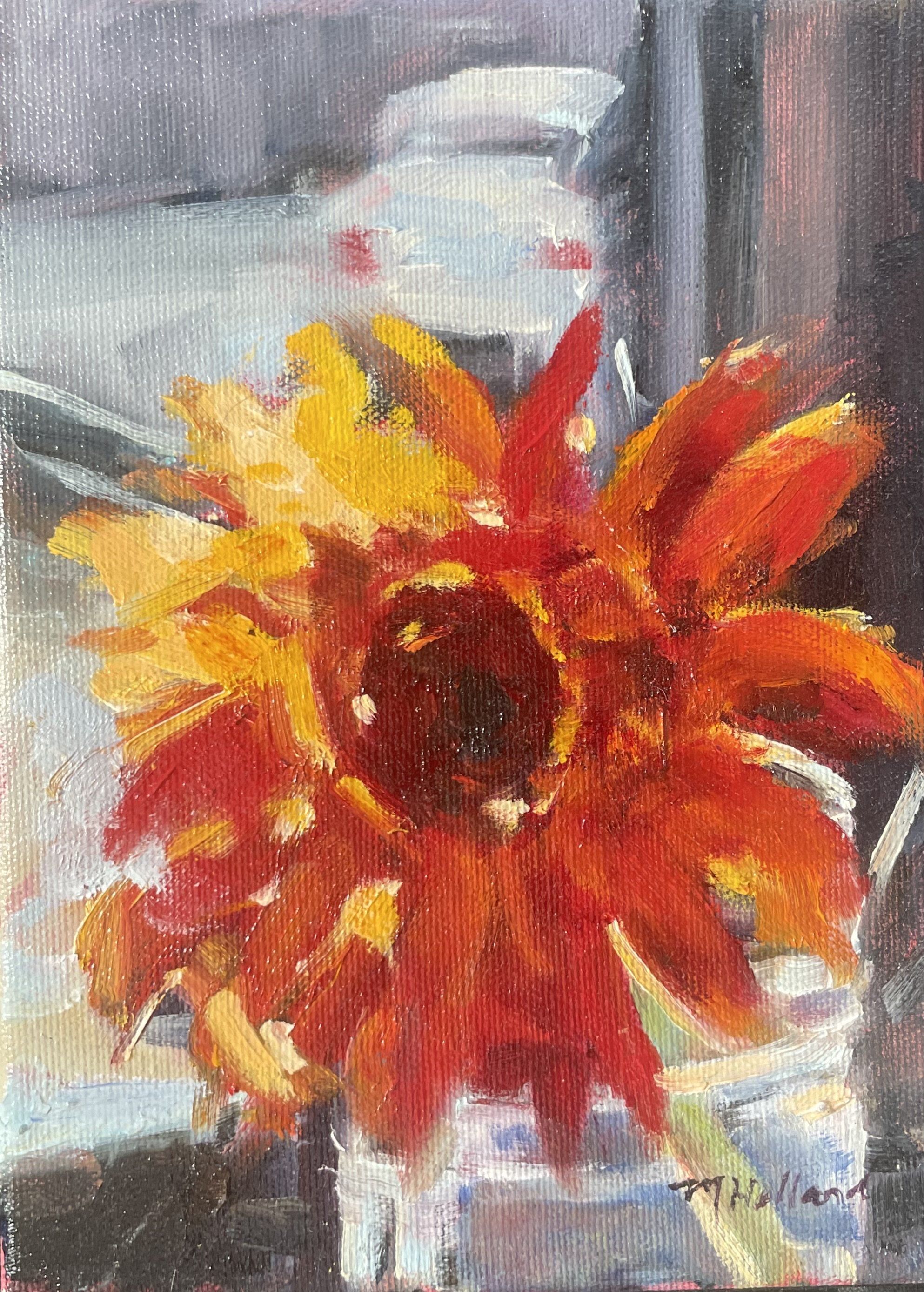 Orange Flower In Vase SOLD