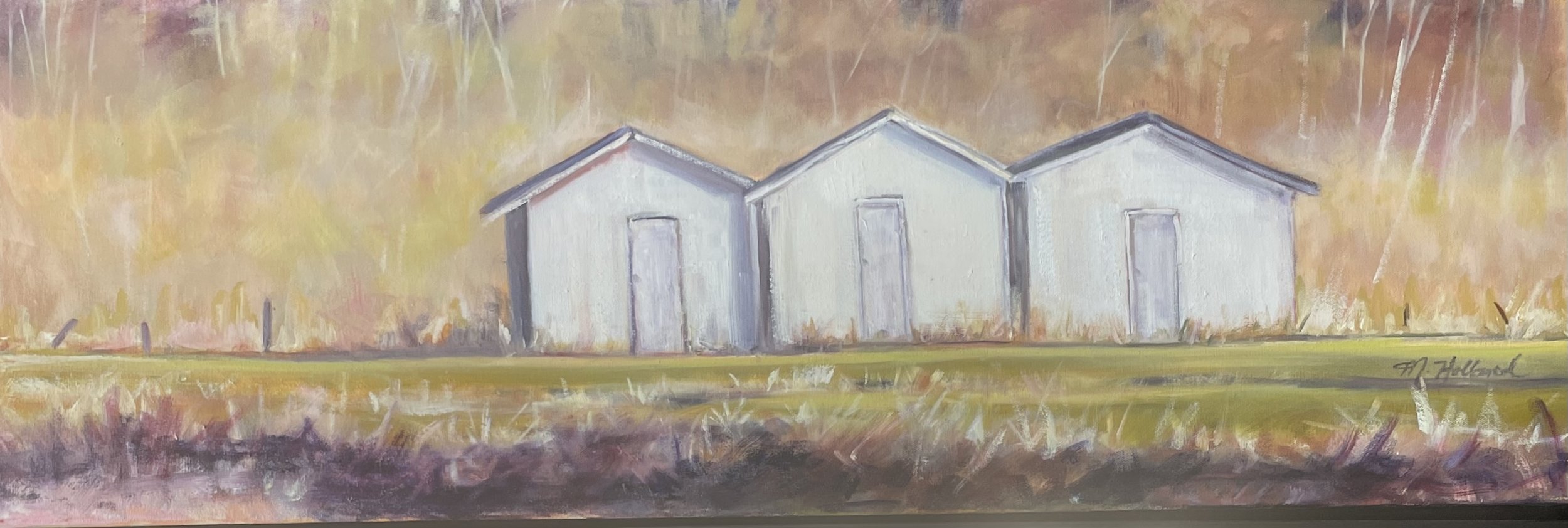Three White Sheds