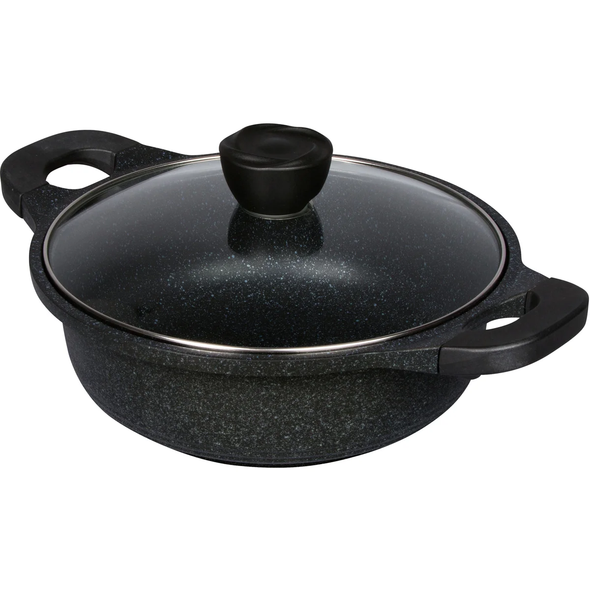 Marble Coating Low pan W/Plastic Handles 