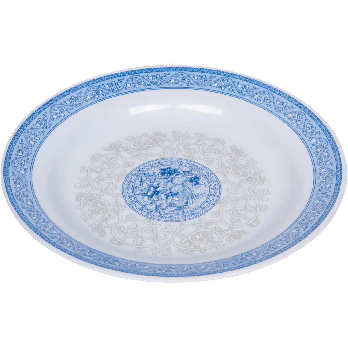 Melamine-  Soup/Salad Plate_Blue lotus leaves design 