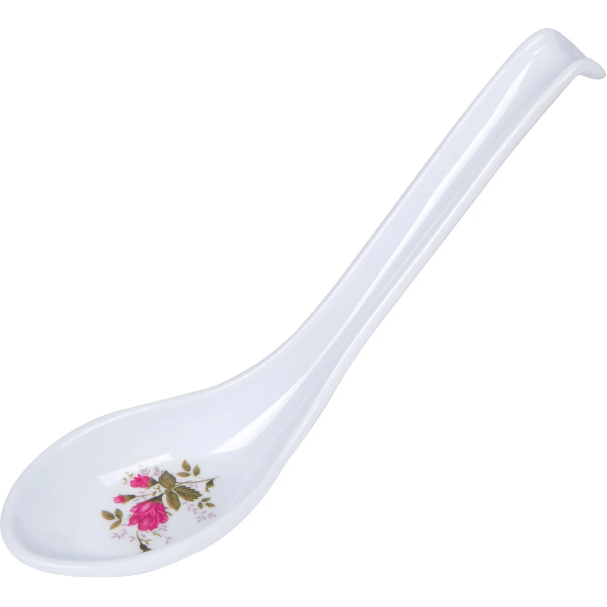 Melamine- Soup spoon W/Hook_Elegant Rose Design 