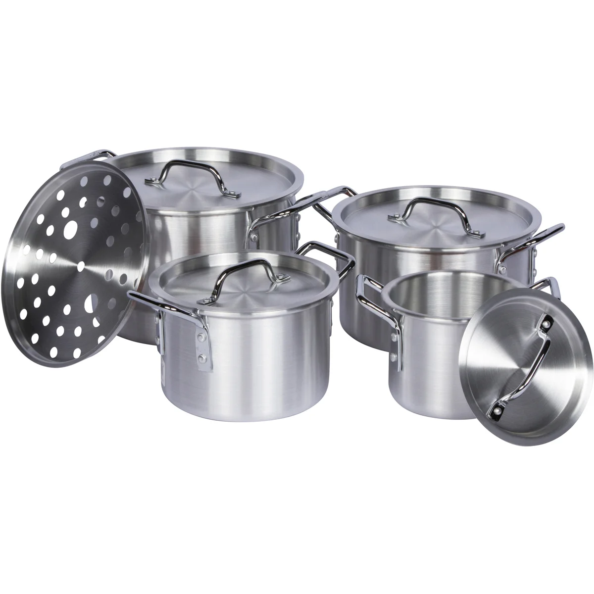 Aluminum 9 pc Stock Pot Set w/steamer 