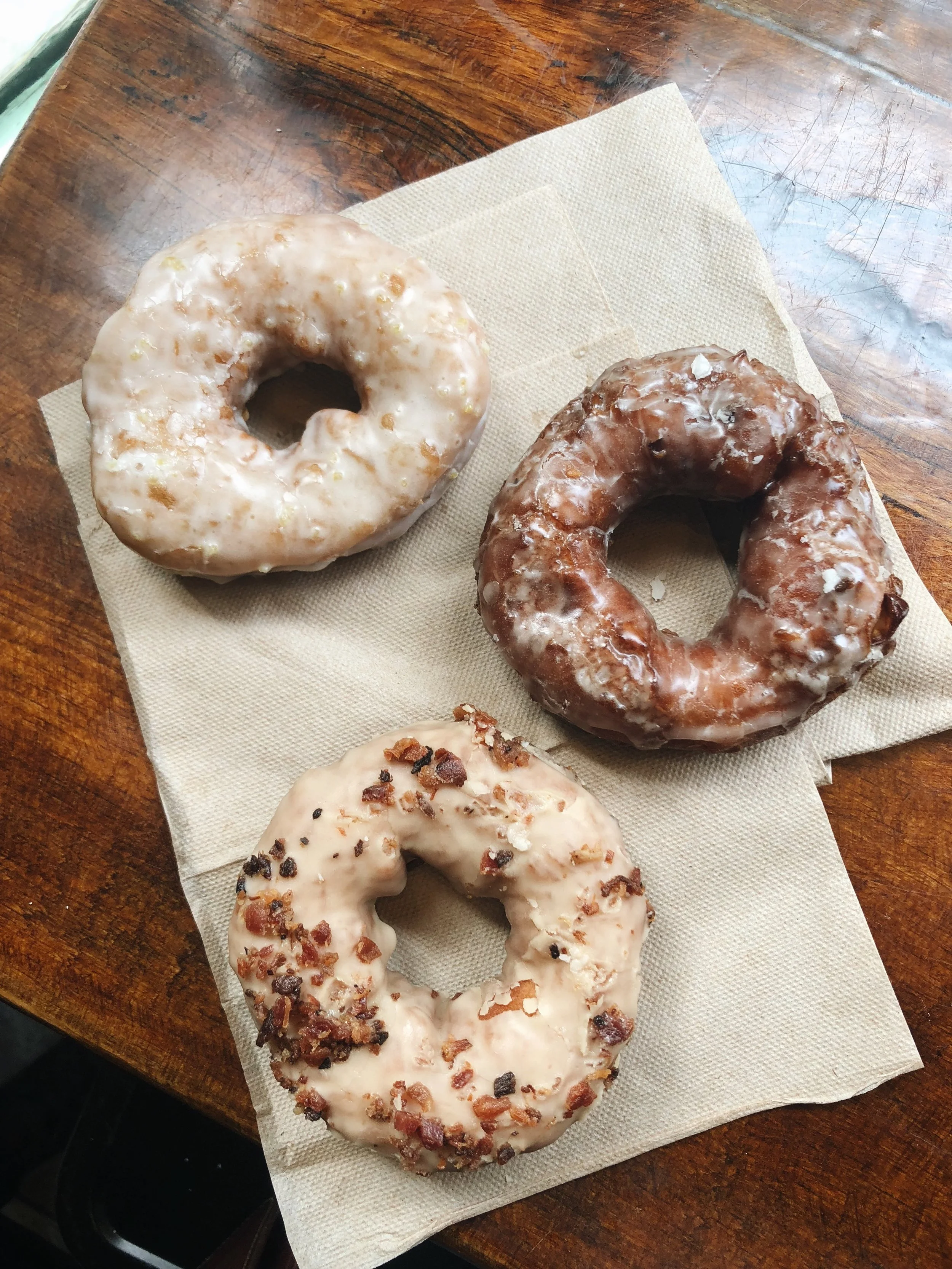 Holy Donut flavors (clockwise from top left): Fresh Lemon, Maine Apple (my favorite), Maple Bacon