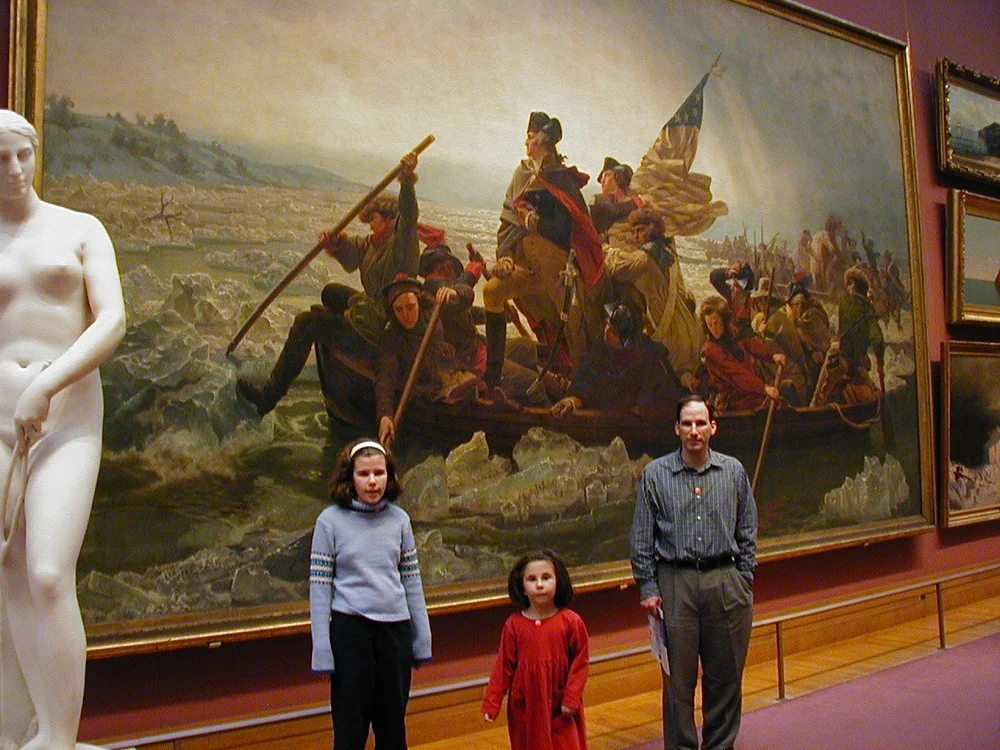 Left to Right (Myself, my sister and my father in front of Washington Crossing the Delaware)