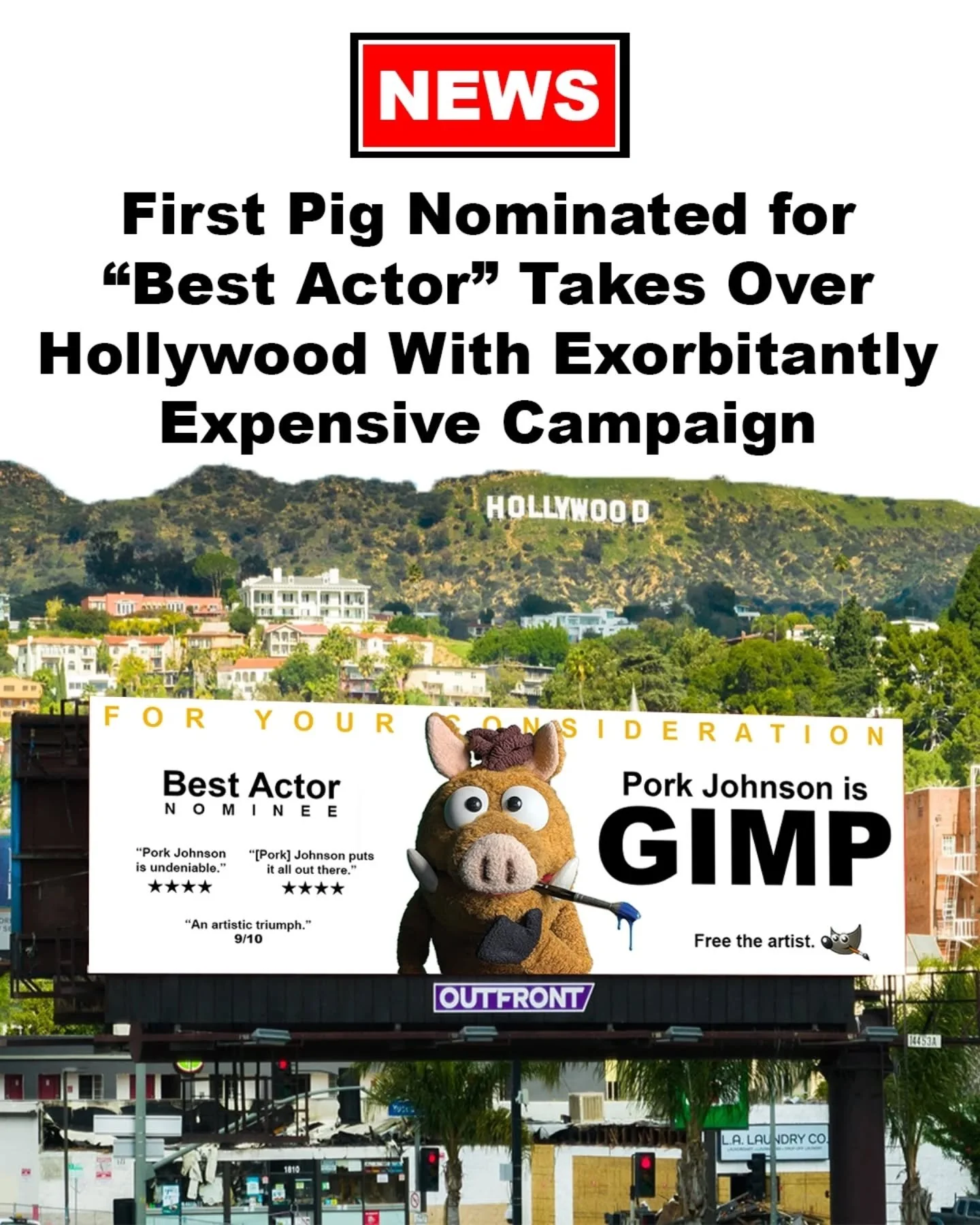 The hierarchy of power in Hollywood is about to change. 🐗

For Your Consideration: Pork Johnson, star of GIMP, as Best Actor in a Leading Role. 

Please spread the word!! 🐗 This is my time - I can feel it. Sorry, Timmy. 

#puppet #movies #oscars #p
