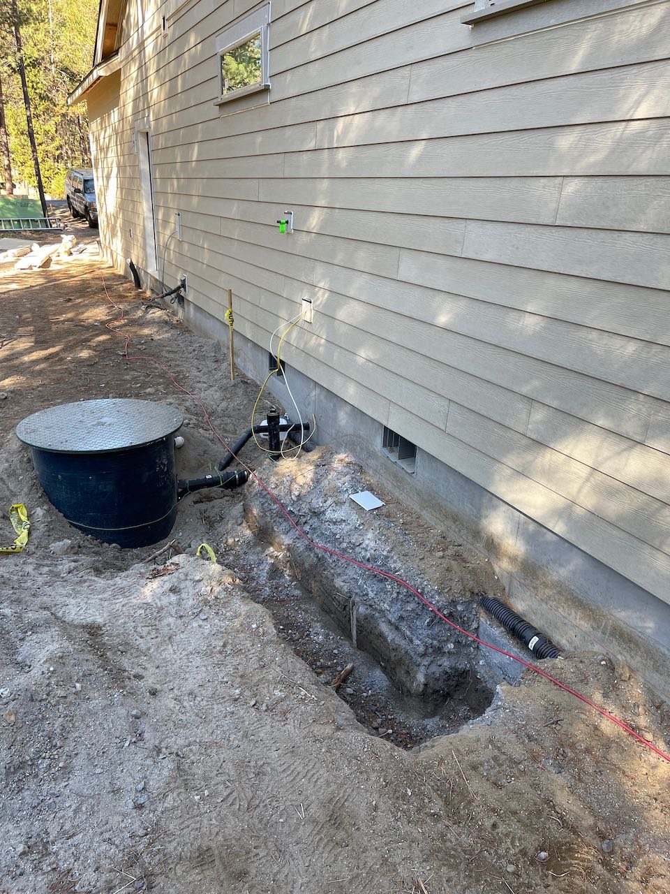 Sewer grinder close to house