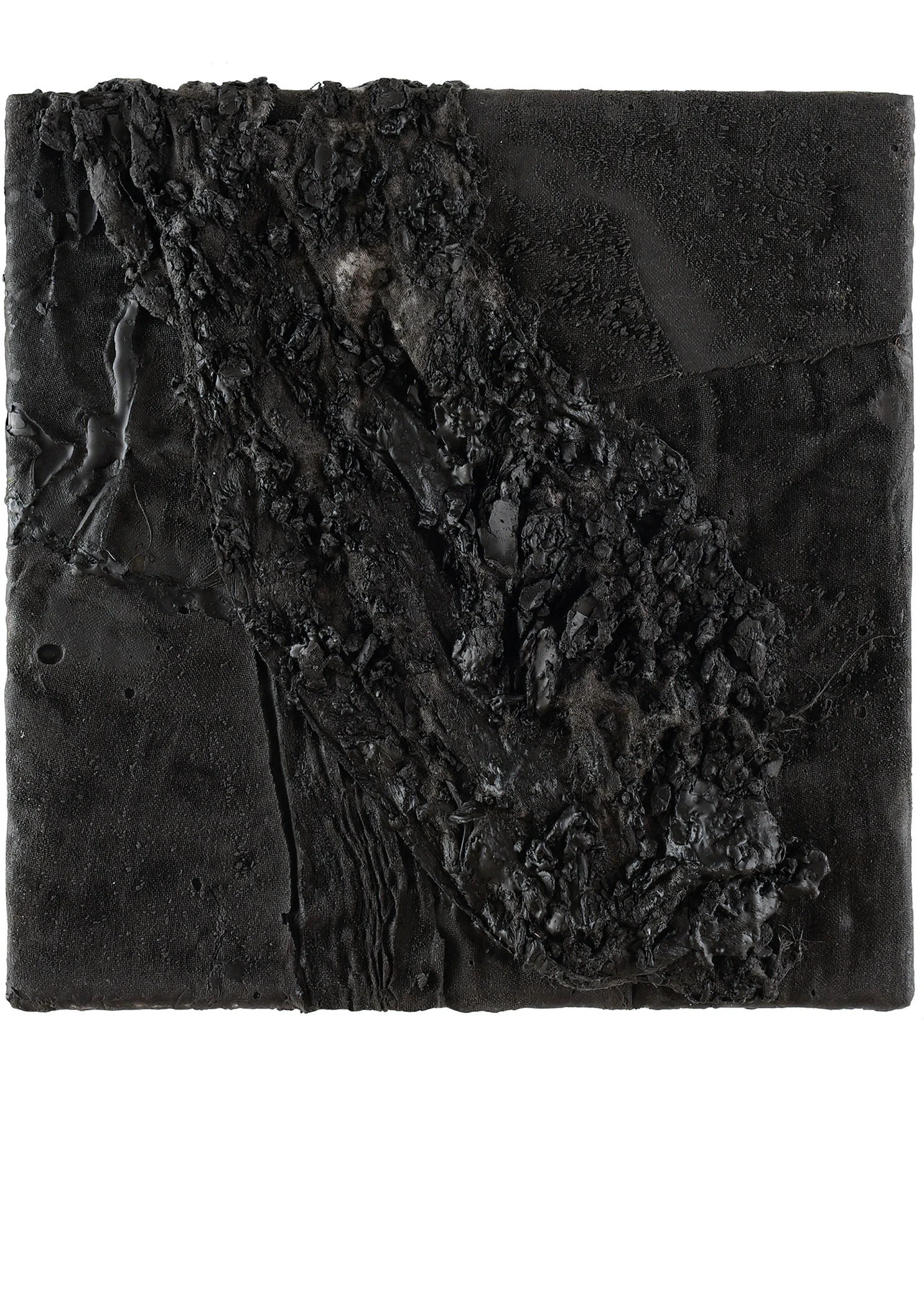 Carbon Based Encaustic and Textile on Panel 2017 16x16