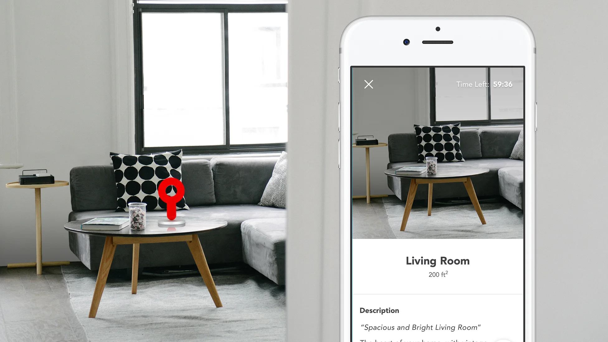 The beacon signifies bluetooth hotspots to help navigate the user through open homes