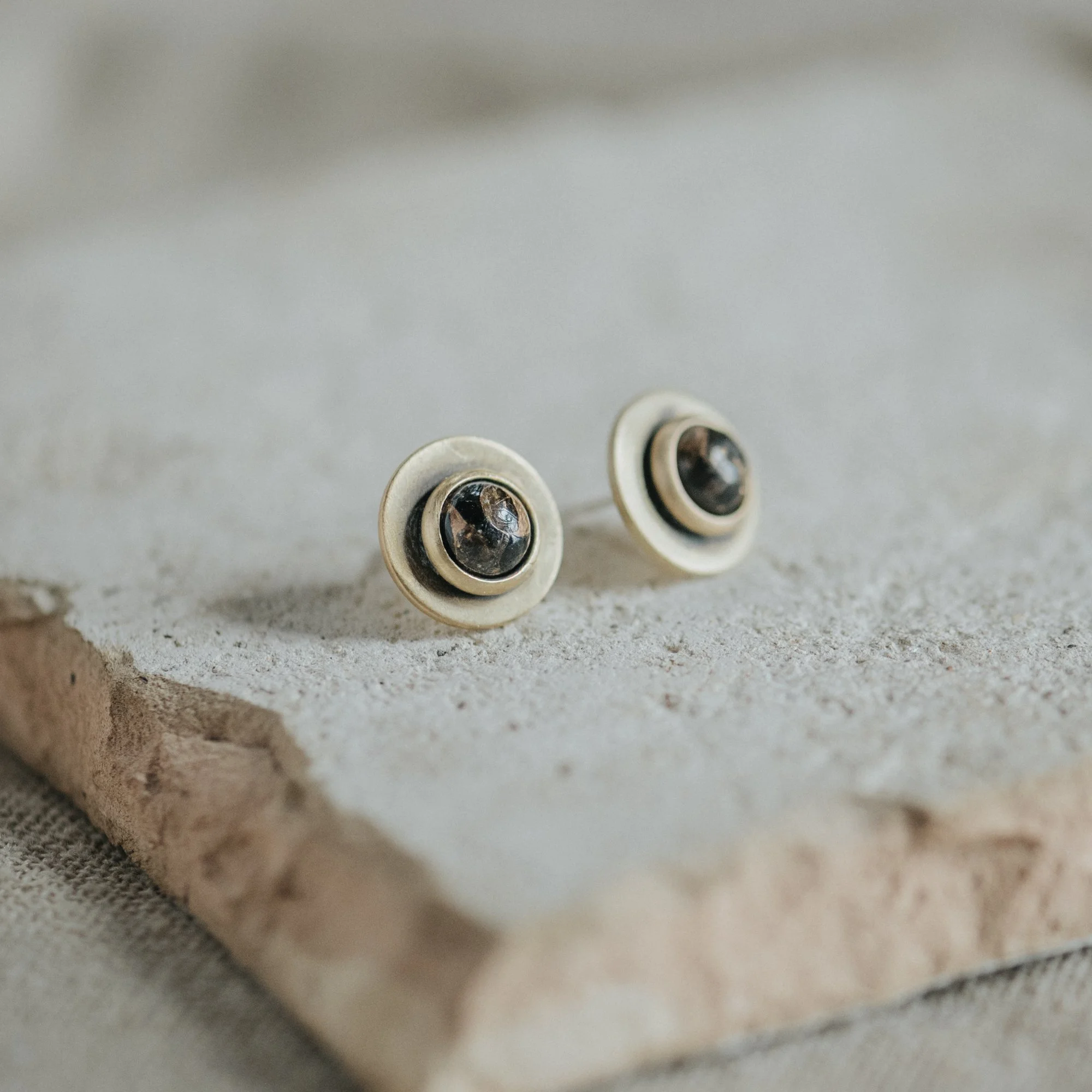 GIBBON STUDS // COPPER OBSIDIAN