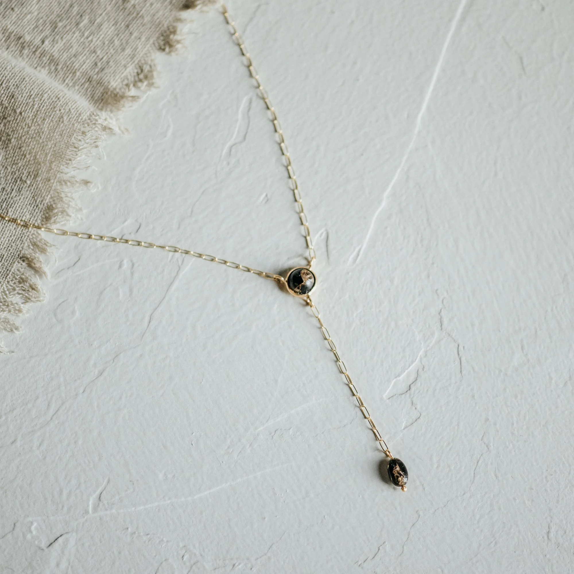 LARIAT NECKLACE // COPPER OBSIDIAN // DEMI-FINE GOLD