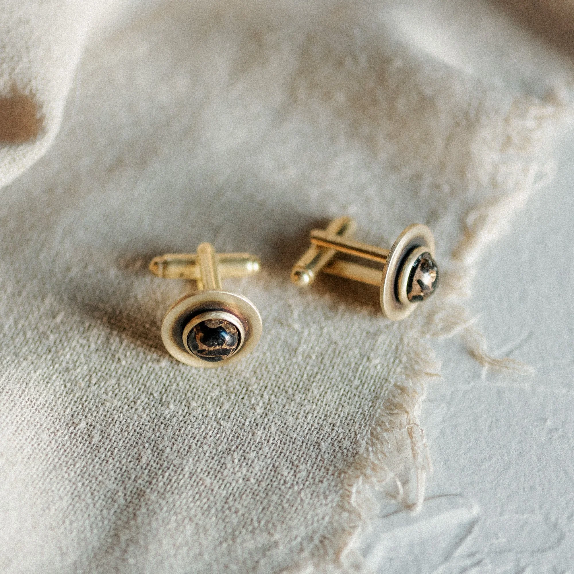 GIBBON CUFFLINKS // COPPER OBSIDIAN