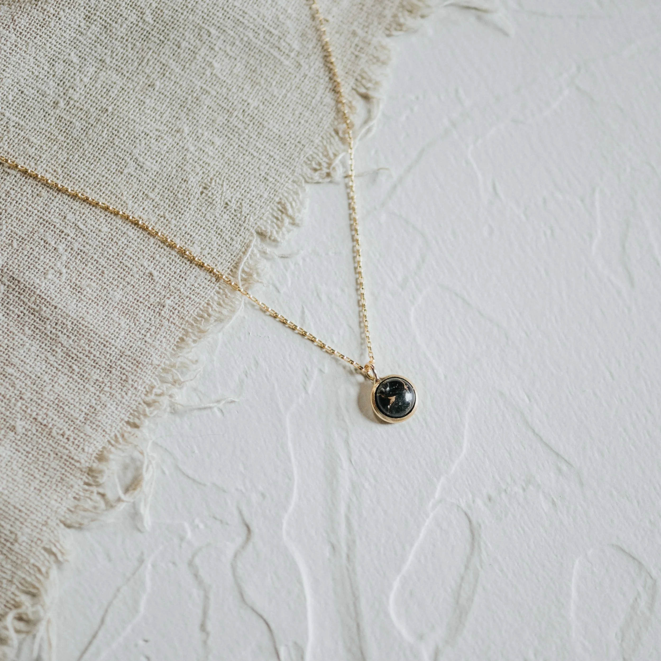 HYALITE NECKLACE // COPPER OBSIDIAN // DEMI-FINE GOLD