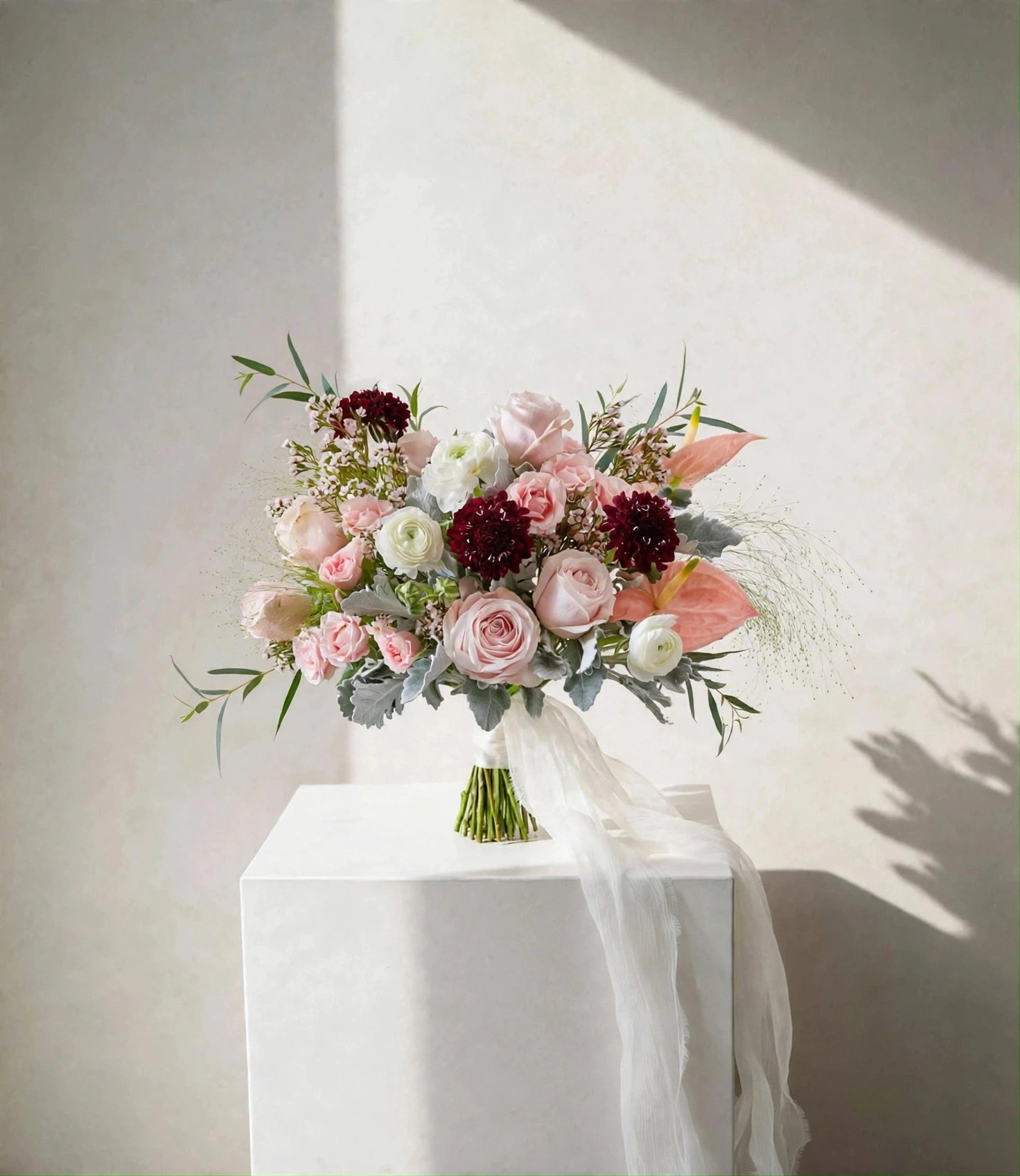 Velvet Pink - Garden Style Bridal Bouquet with Korean Airiness