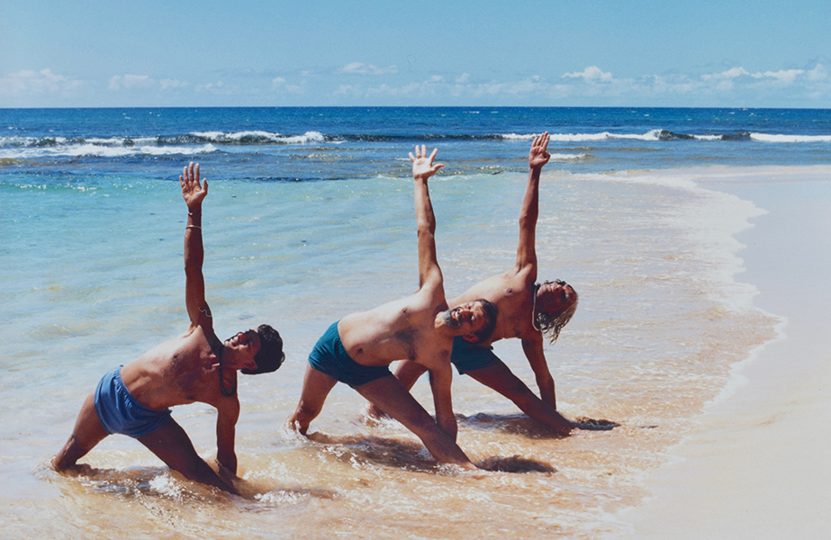 Utthita Trikonasana Trio - Jawahar, Ramanand and BKS Iyengar - Kawailoa Beach, North Shore Oahu