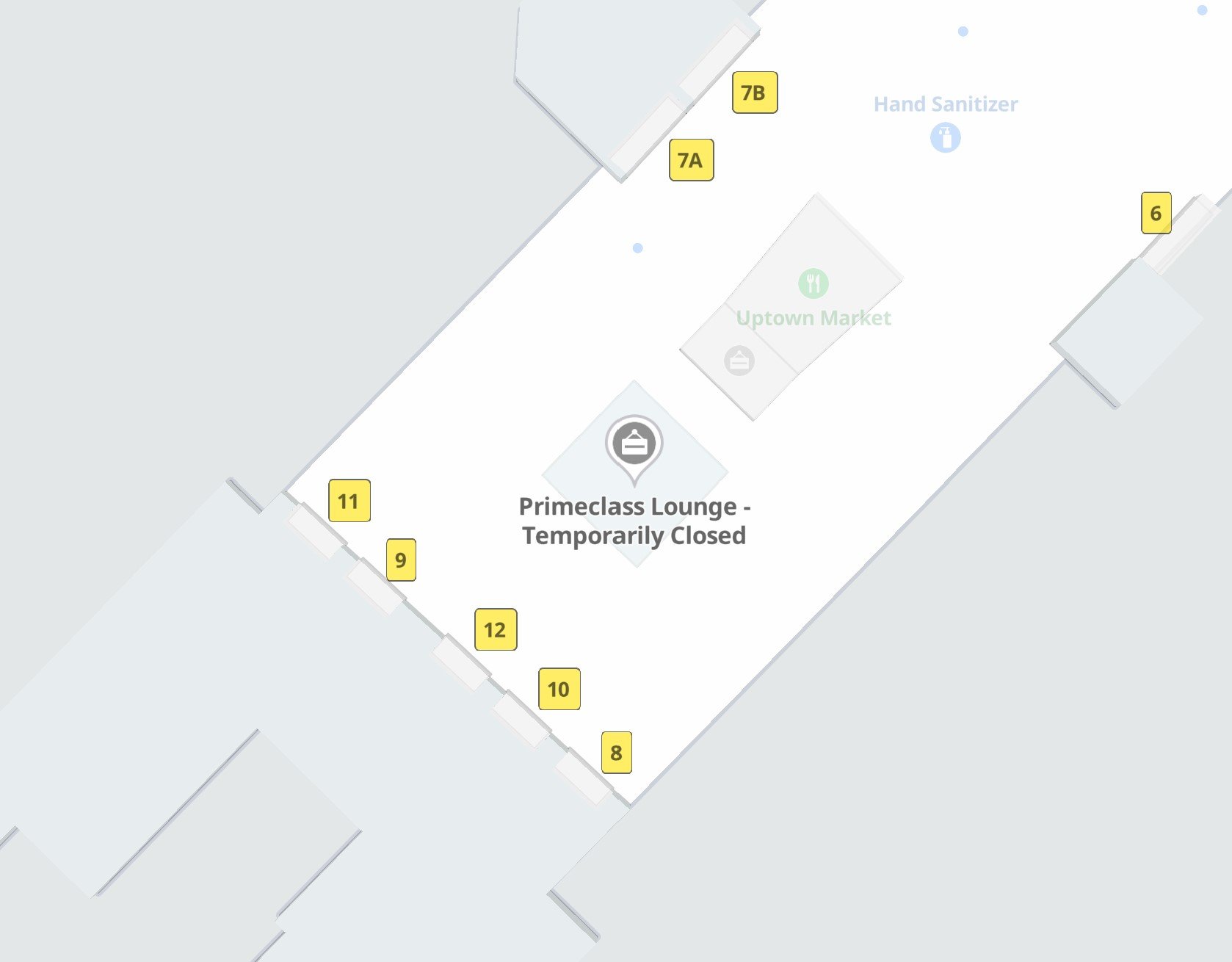 JFK Terminal 1 Map showing location of Primeclass Lounge