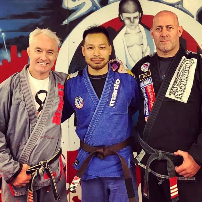 John Will (Head of Will / Machado affiliation), Phan Wilkie (Masterton BJJ's brown belt), and Geoff Grant (3rd degree black belt / owner of GSW).