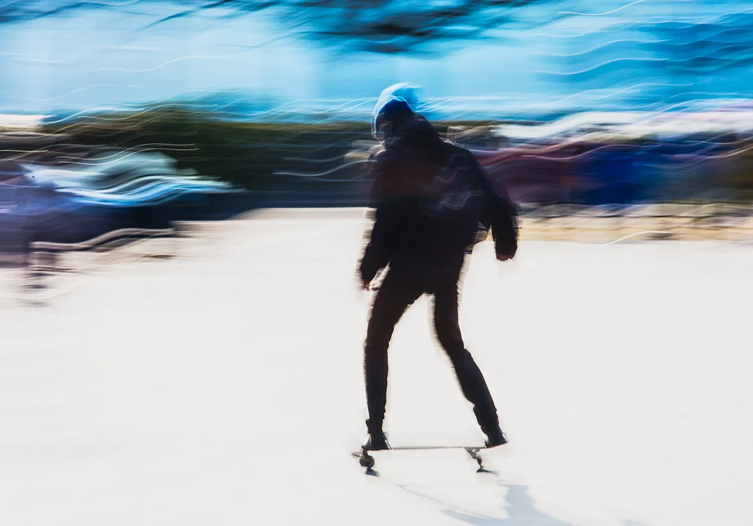 Skateboarding in front of Zurich Opera House.