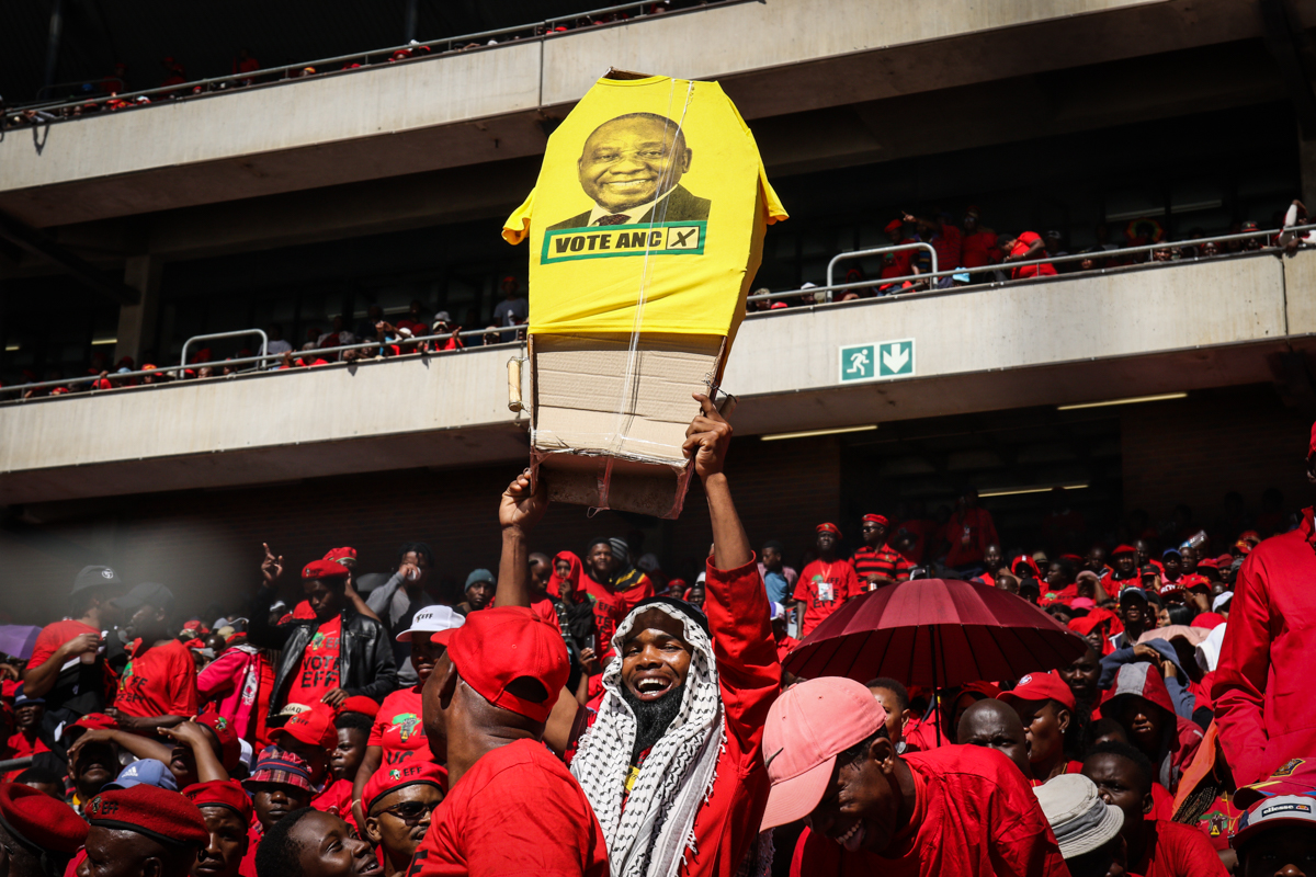 EFF supporters at a pre-election rally in Soweto, Johannesburg