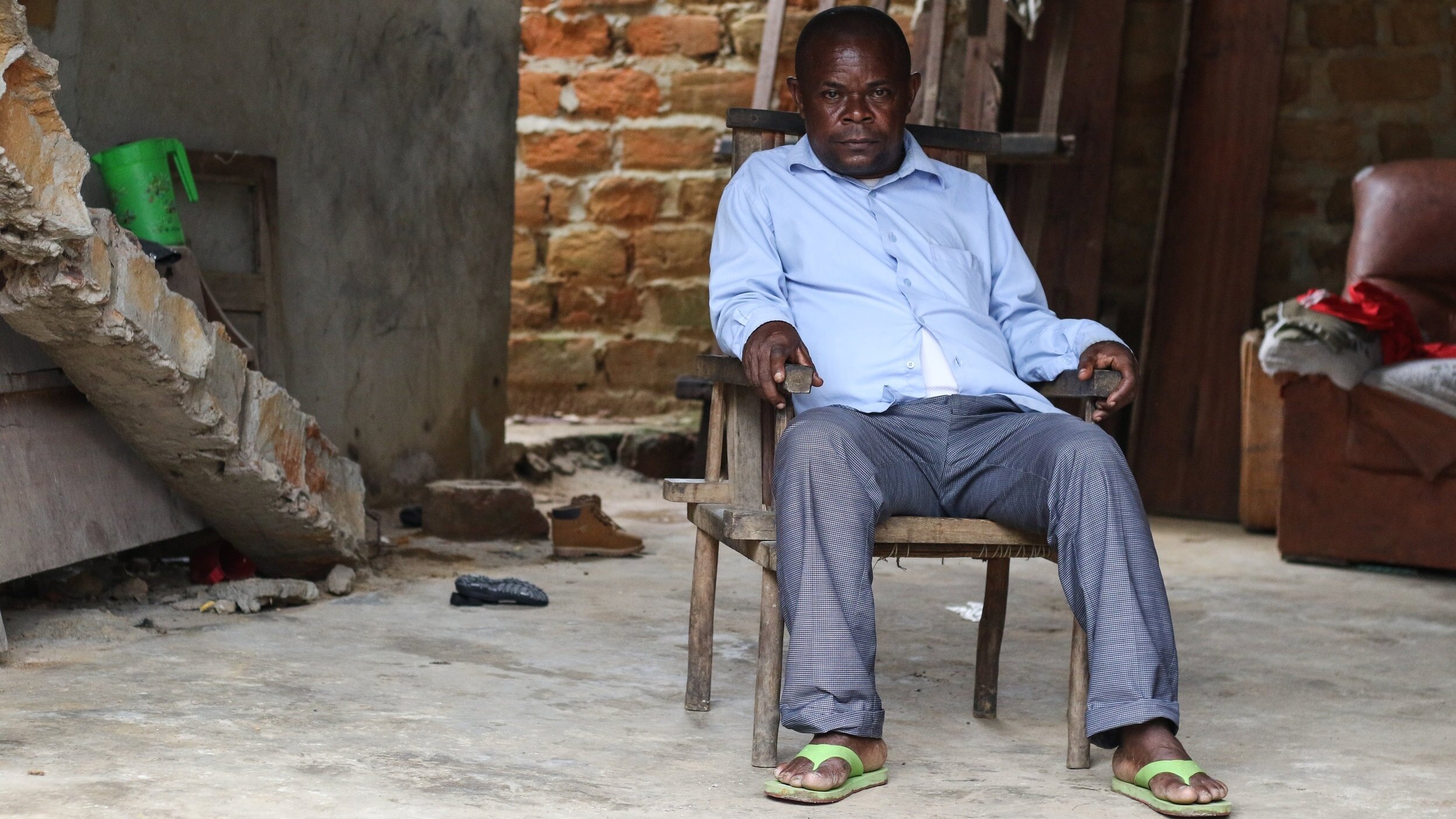   Jerome Bokele, pictured at his home in Mbandaka, is the first and only Batwa pygmy politician in Equateur Province, DRC  