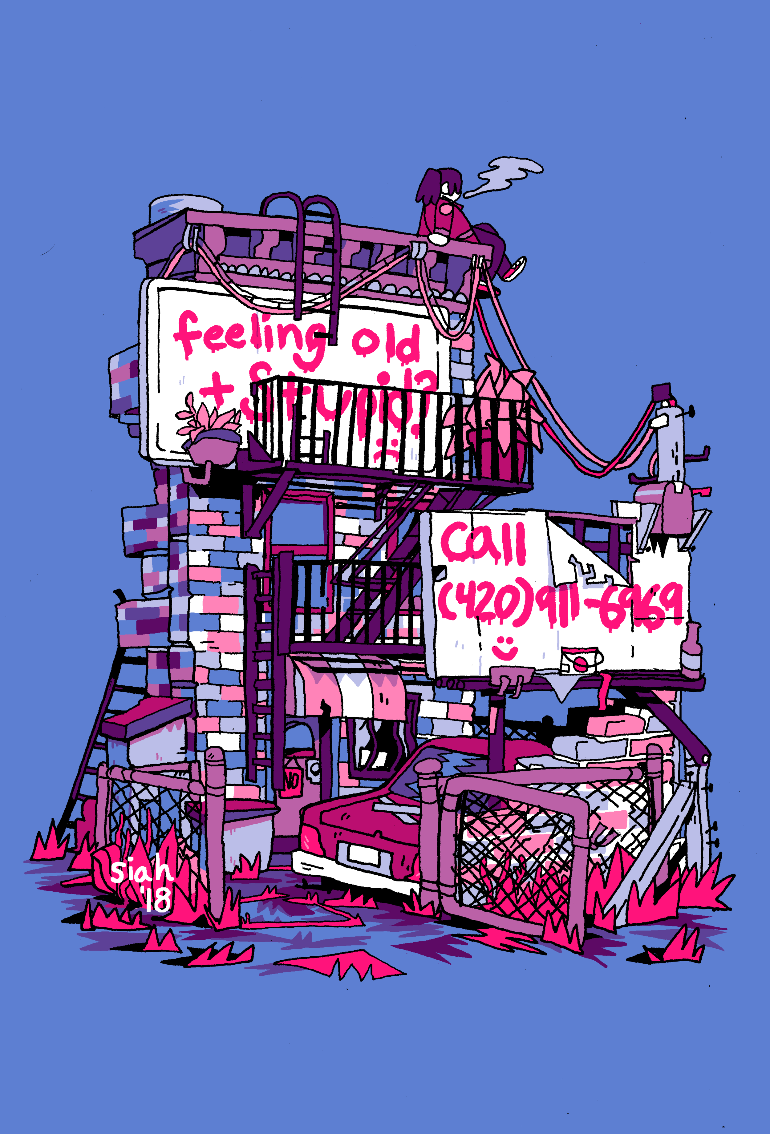 Signs illustration series, ink and digital, 2018