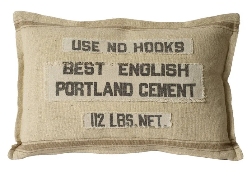 Vintage Portland Cement Bag Pillow, London - $85