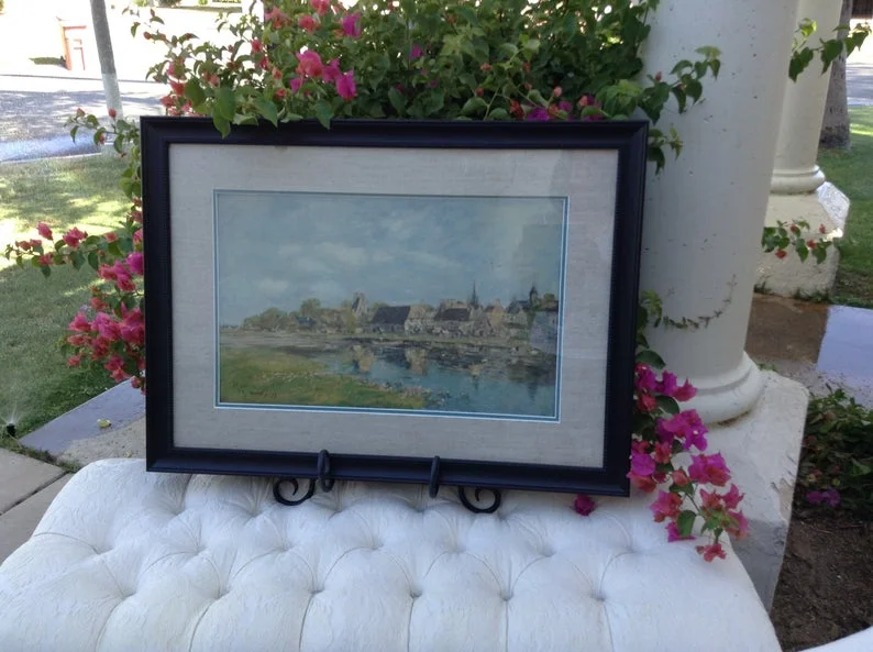 Antique Watercolor Print with Artist's Stamp, Signed, Dated, Professionally Framed - $395