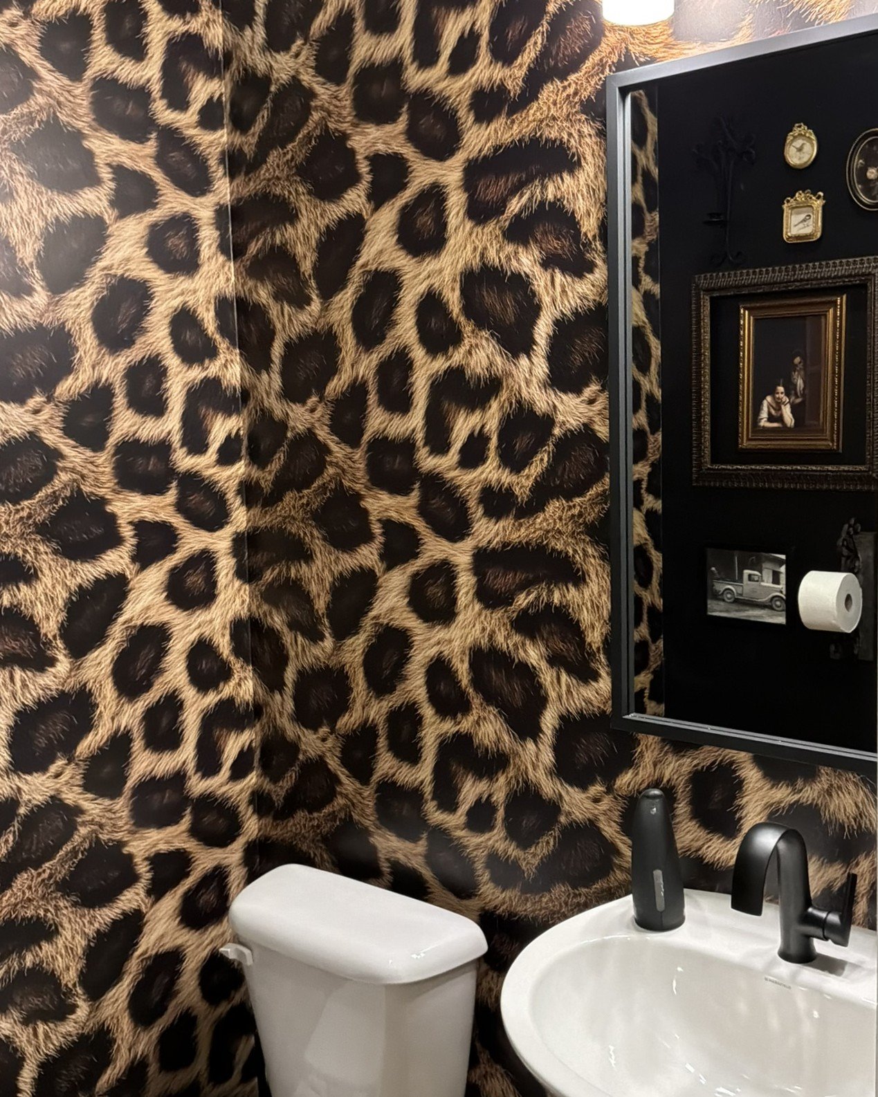 Designer Powder Room Cheetah Wallpaper.JPEG