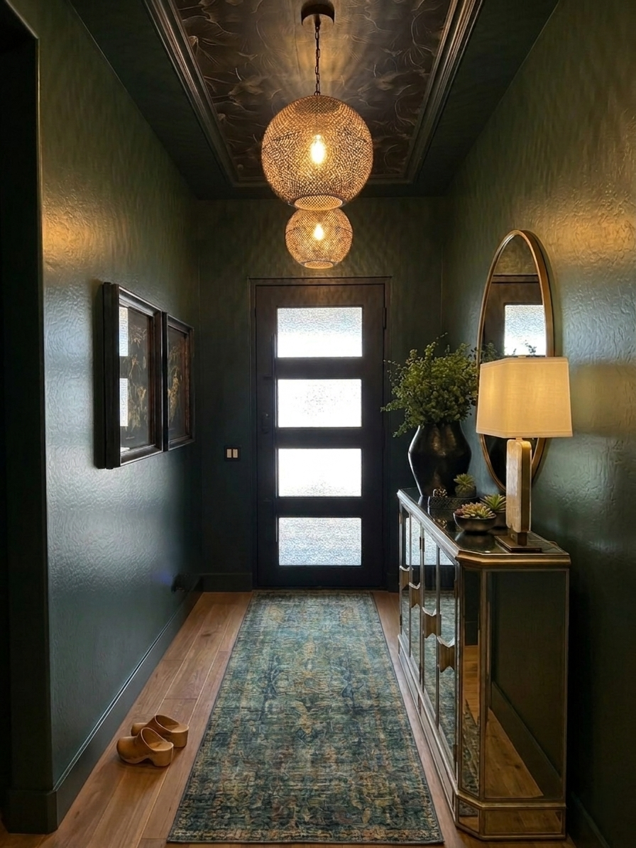 Designer Entry Foyer Wallpaper ceiling and molding.png