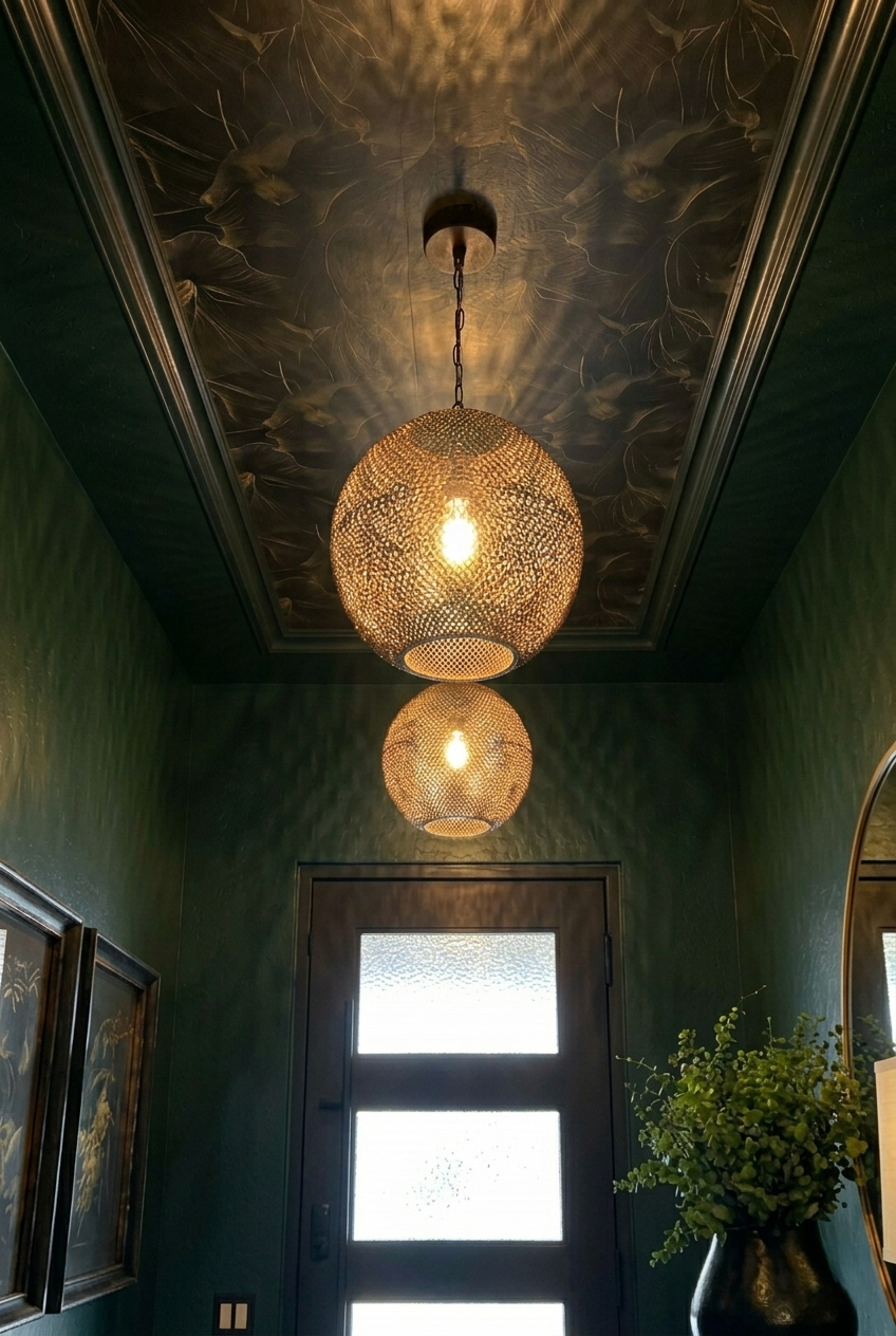 Designer Entry Foyer Wallpaper ceiling and molding 1.png