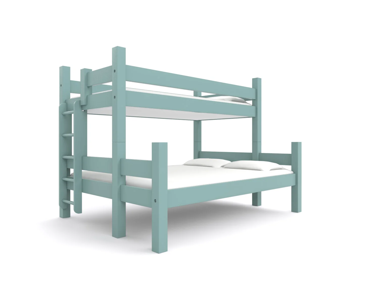 "CAMDEN" Twin-over-Queen - No better bunk bed to maximize the flexibility of your home's sleeping arrangements. A twin bed is stacked on top of a queen. Options: Trundle or storage drawers. Made for adults! Starting at $2895: Click for Custom Quote