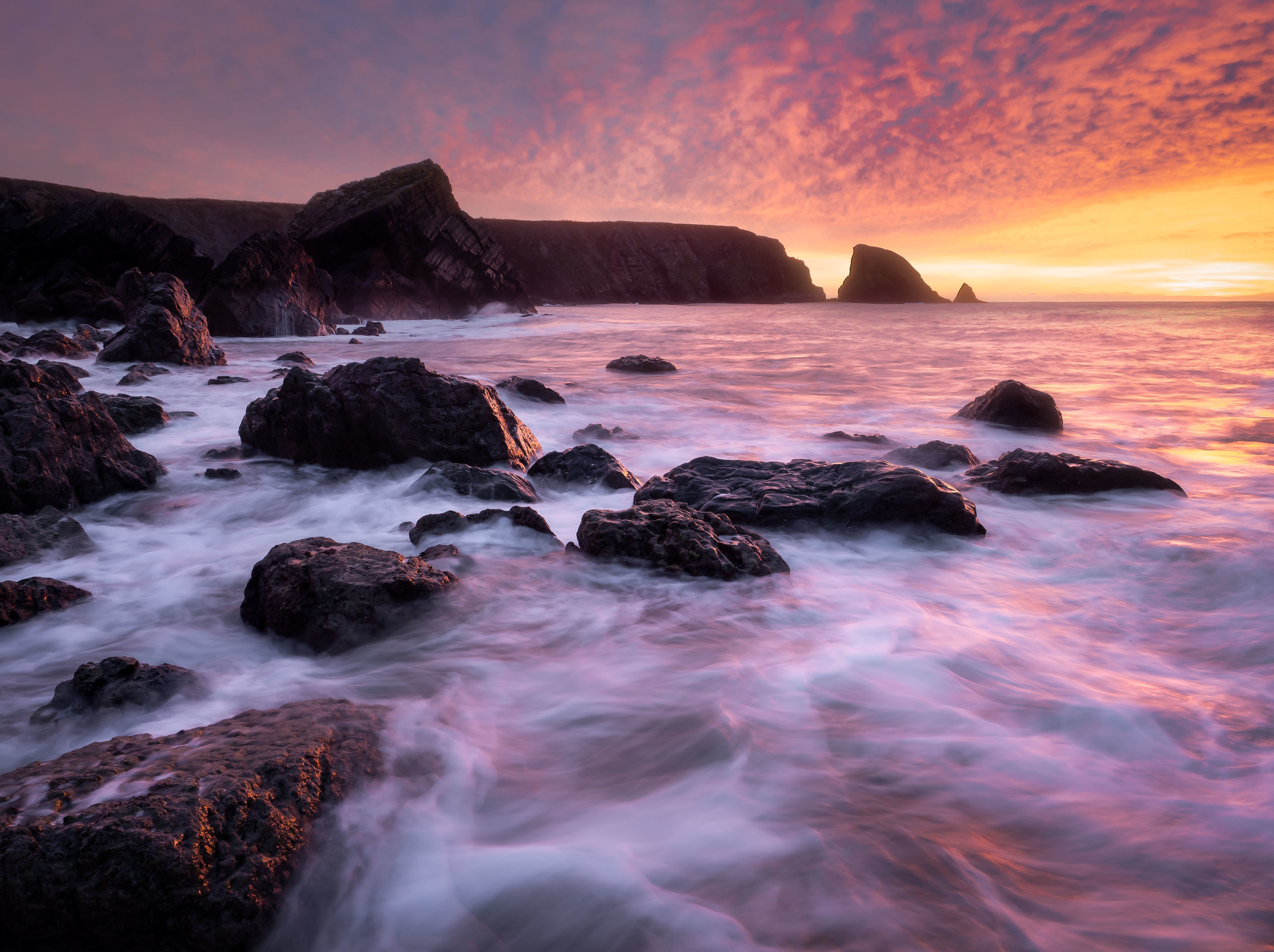 A sunrise which was followed by a day of wet and windy weather. Location: Ballydowane Beach, Waterford