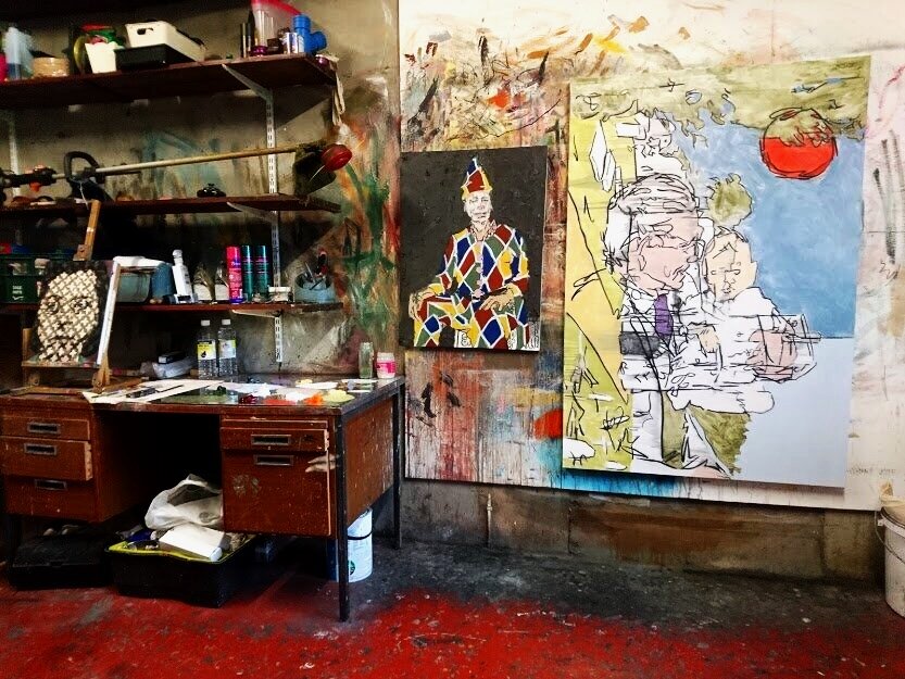 Studio shot with works in progress