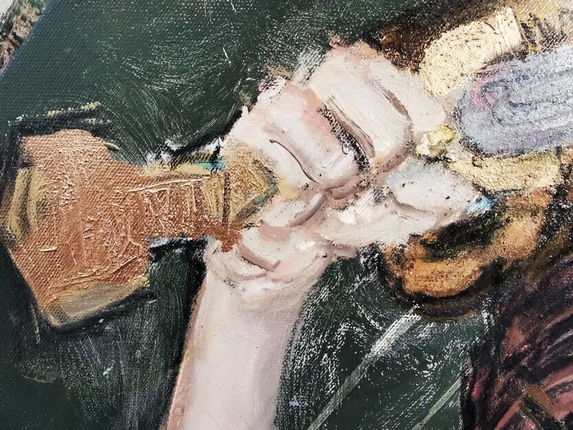 Detail of painting in progress