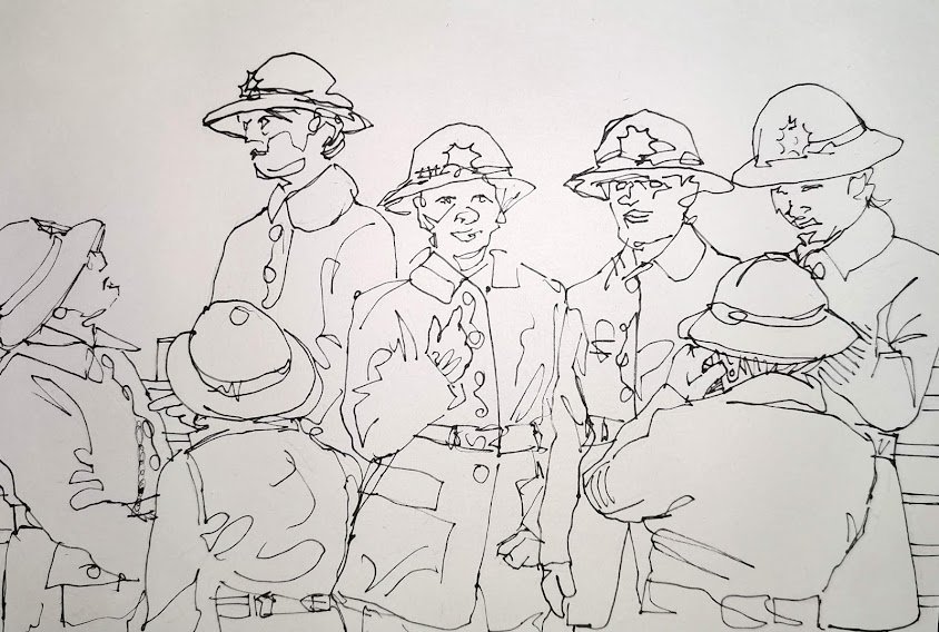 Sketch of female police officers